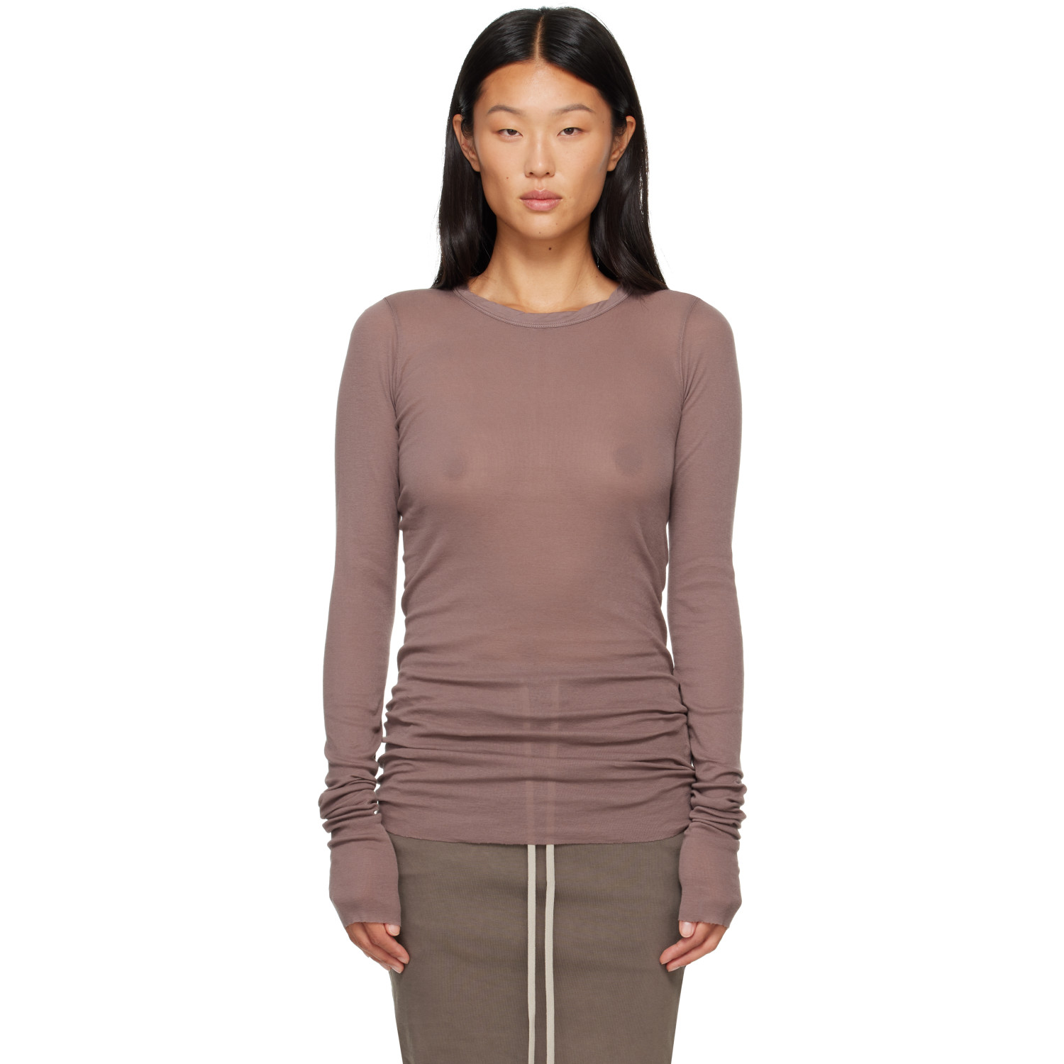 Rick Owens DRKSHDW Taupe Tower Basic LS T-shirt