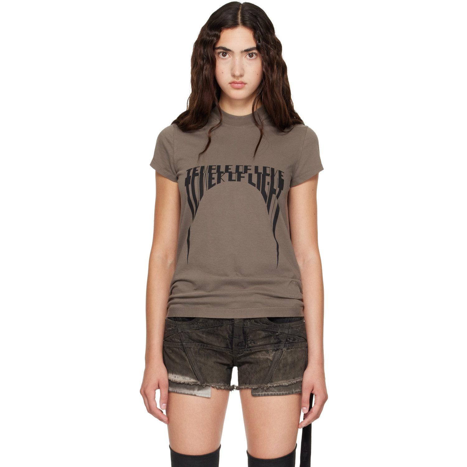 Rick Owens DRKSHDW Taupe Tower Small Level T-shirt