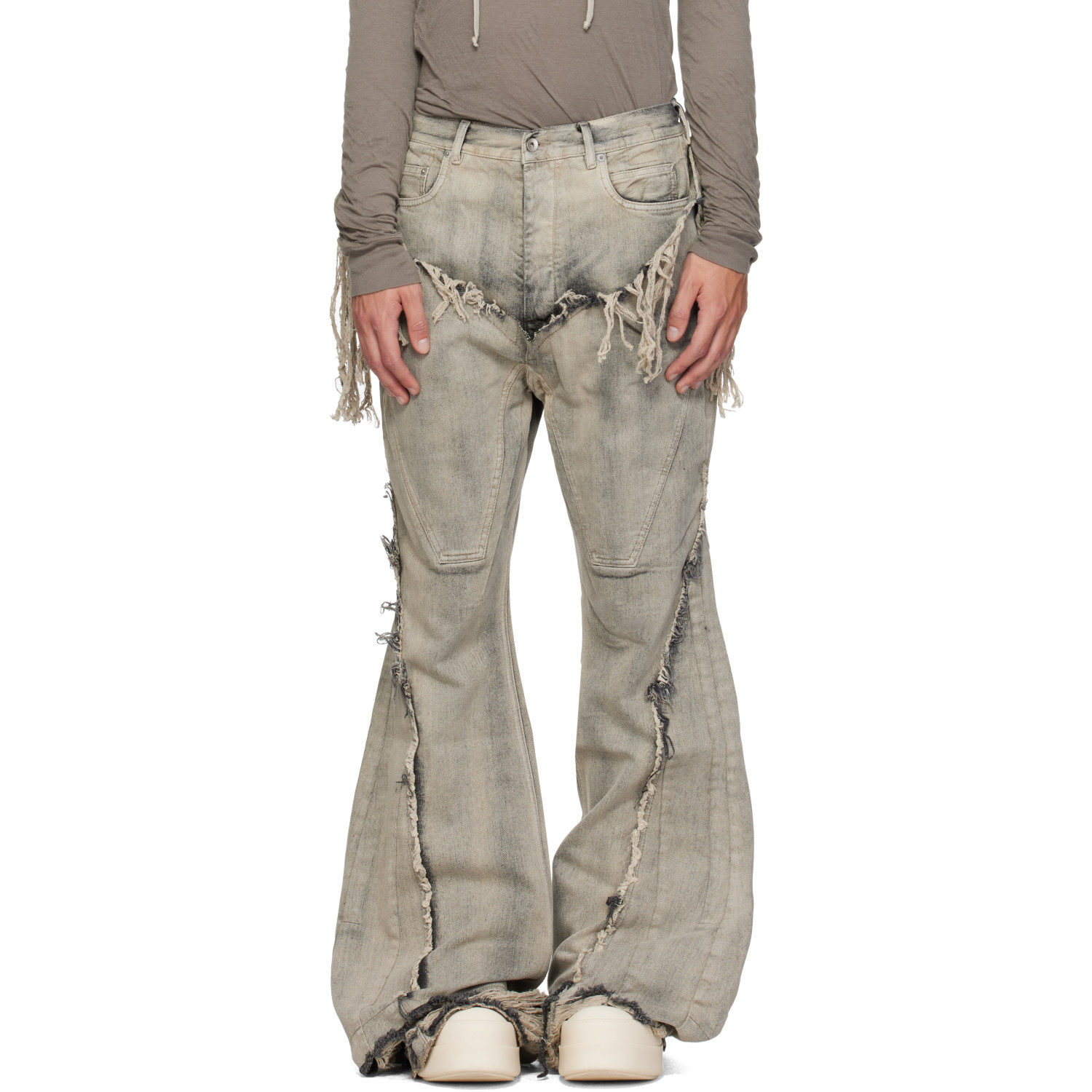 Rick Owens DRKSHDW Gray Tower Slivered Bootcut Jeans