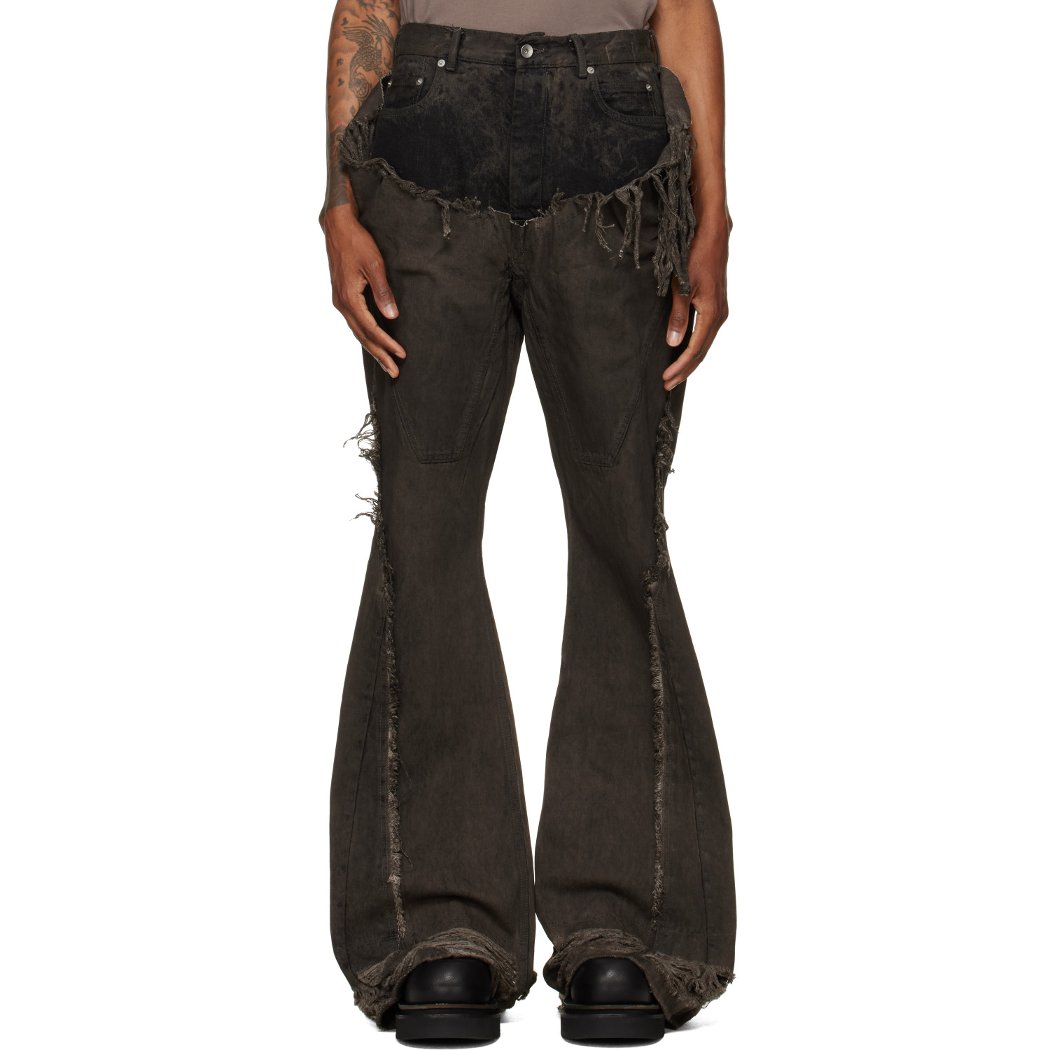 Rick Owens DRKSHDW Gray Tower Slivered Bootcut Jeans