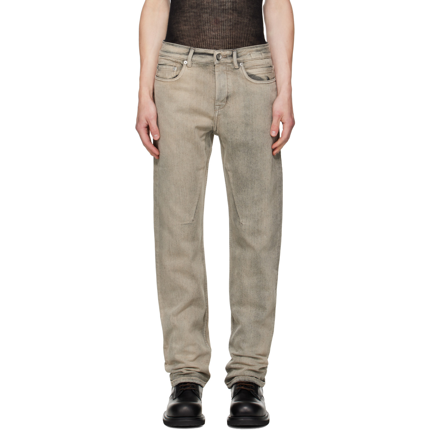 Rick Owens DRKSHDW Gray Tower Fog Cut Jeans