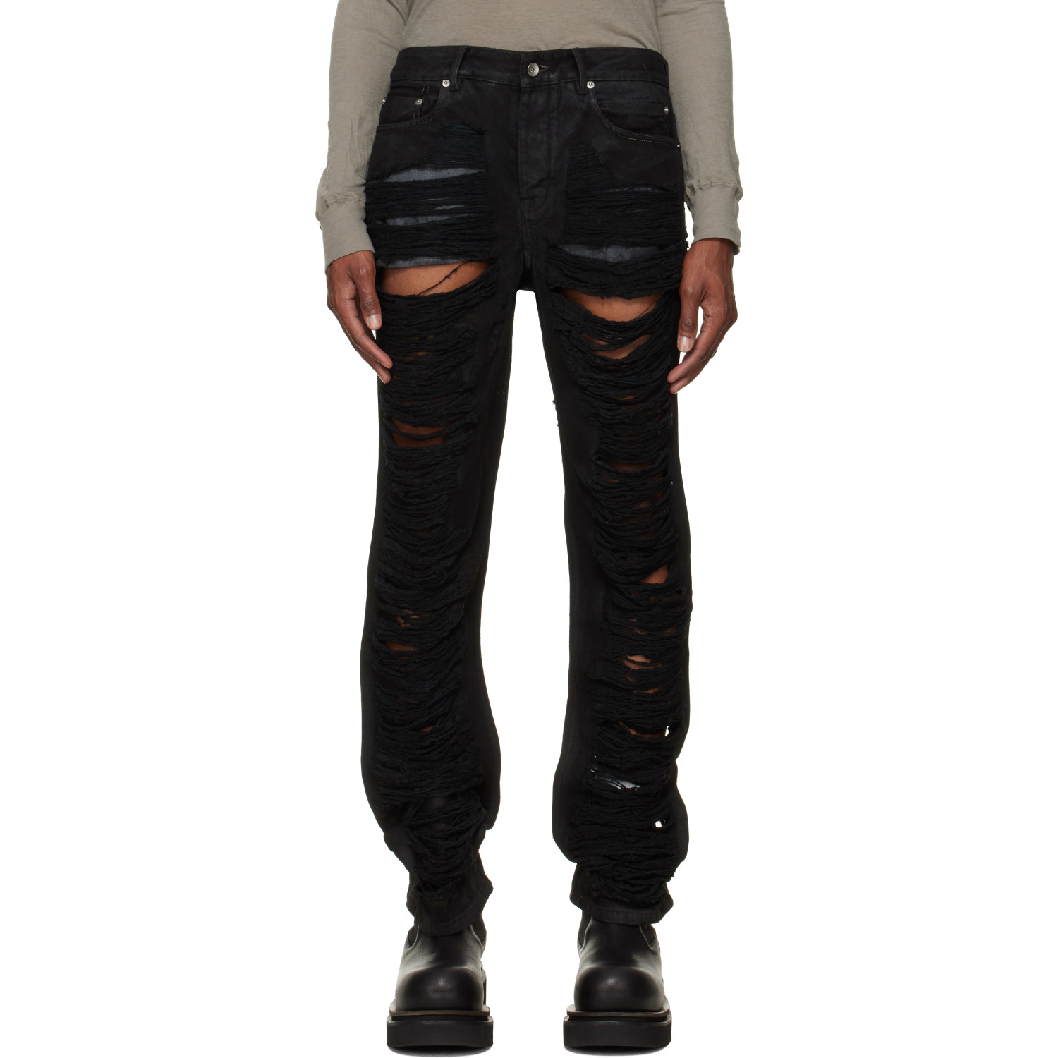 Rick Owens DRKSHDW Black Tower Fog Cut Jeans