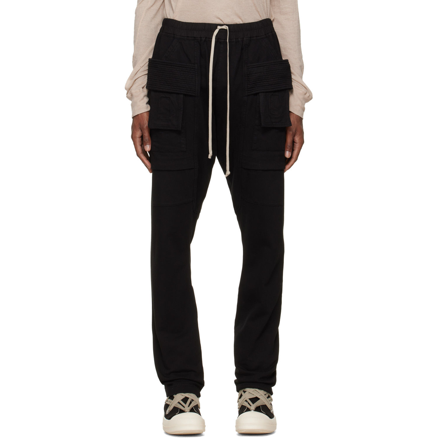 Rick Owens DRKSHDW Black Tower Creatch Drawstring Cargo Pants