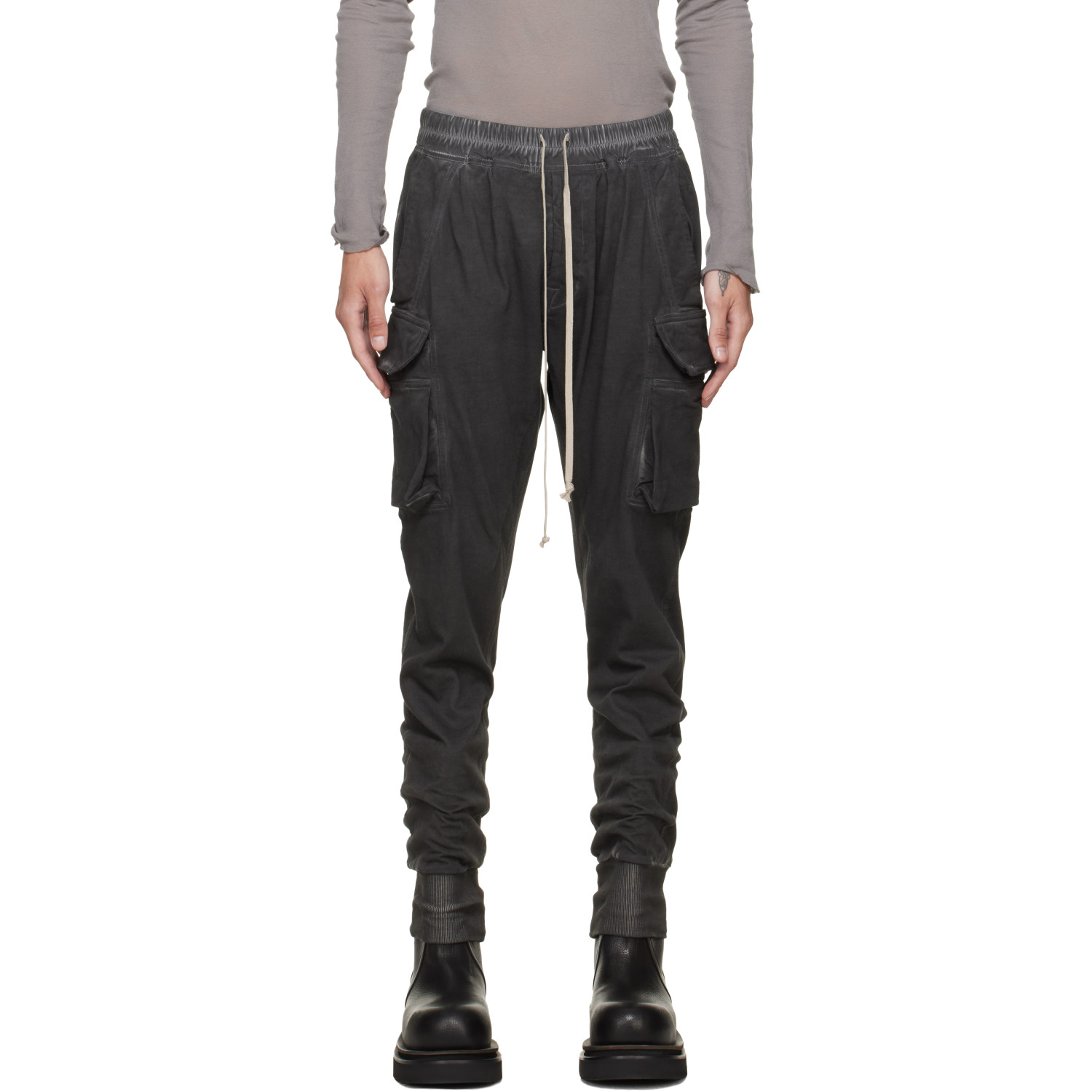 Rick Owens DRKSHDW Black Tower Mastodon Cut Cargo Pants