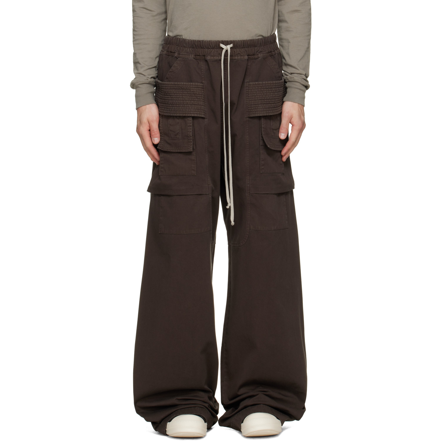 Rick Owens DRKSHDW Brown Tower Creatch Wide Cargo Pants
