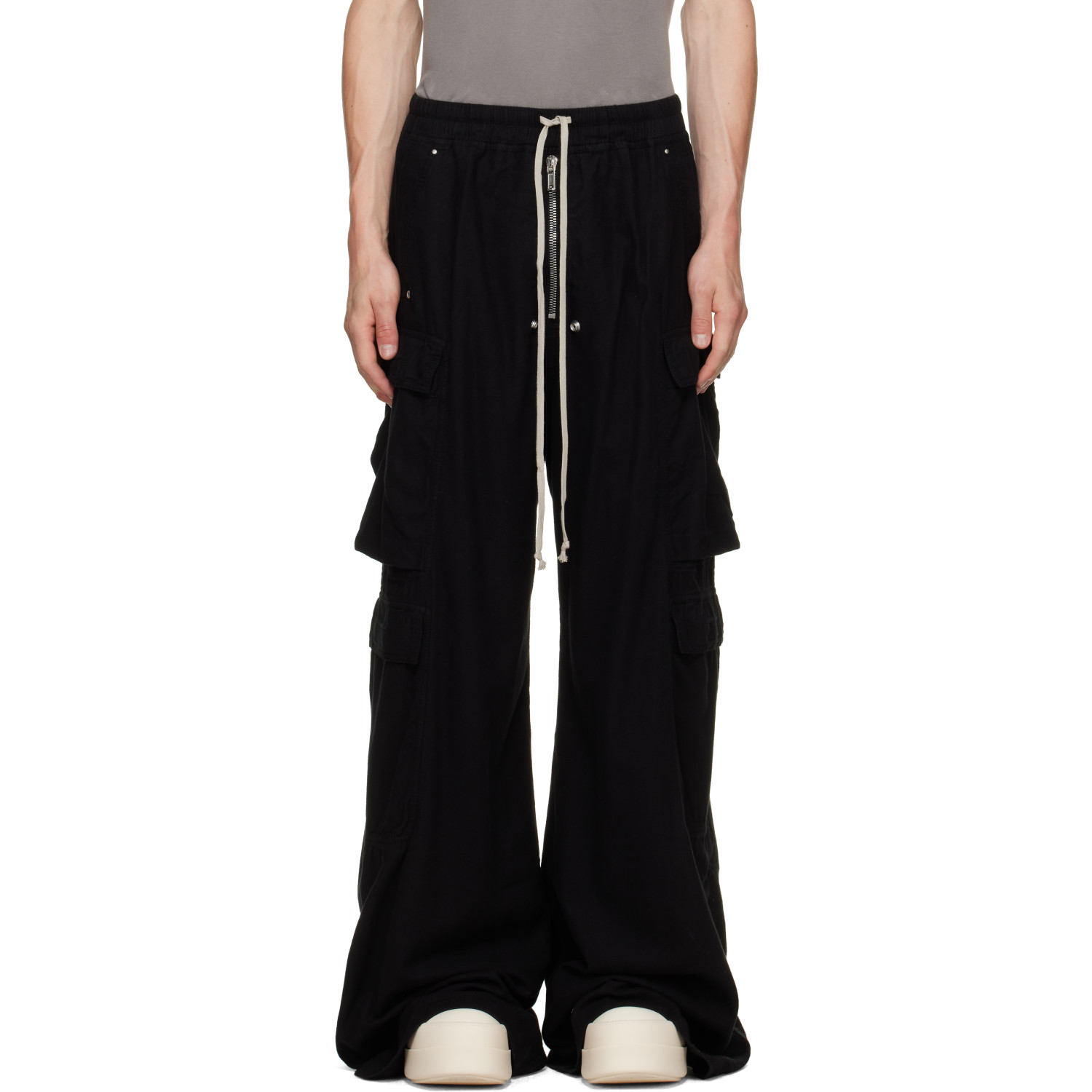 Rick Owens DRKSHDW Black Tower Double Cargo Jumbo Bela Pants