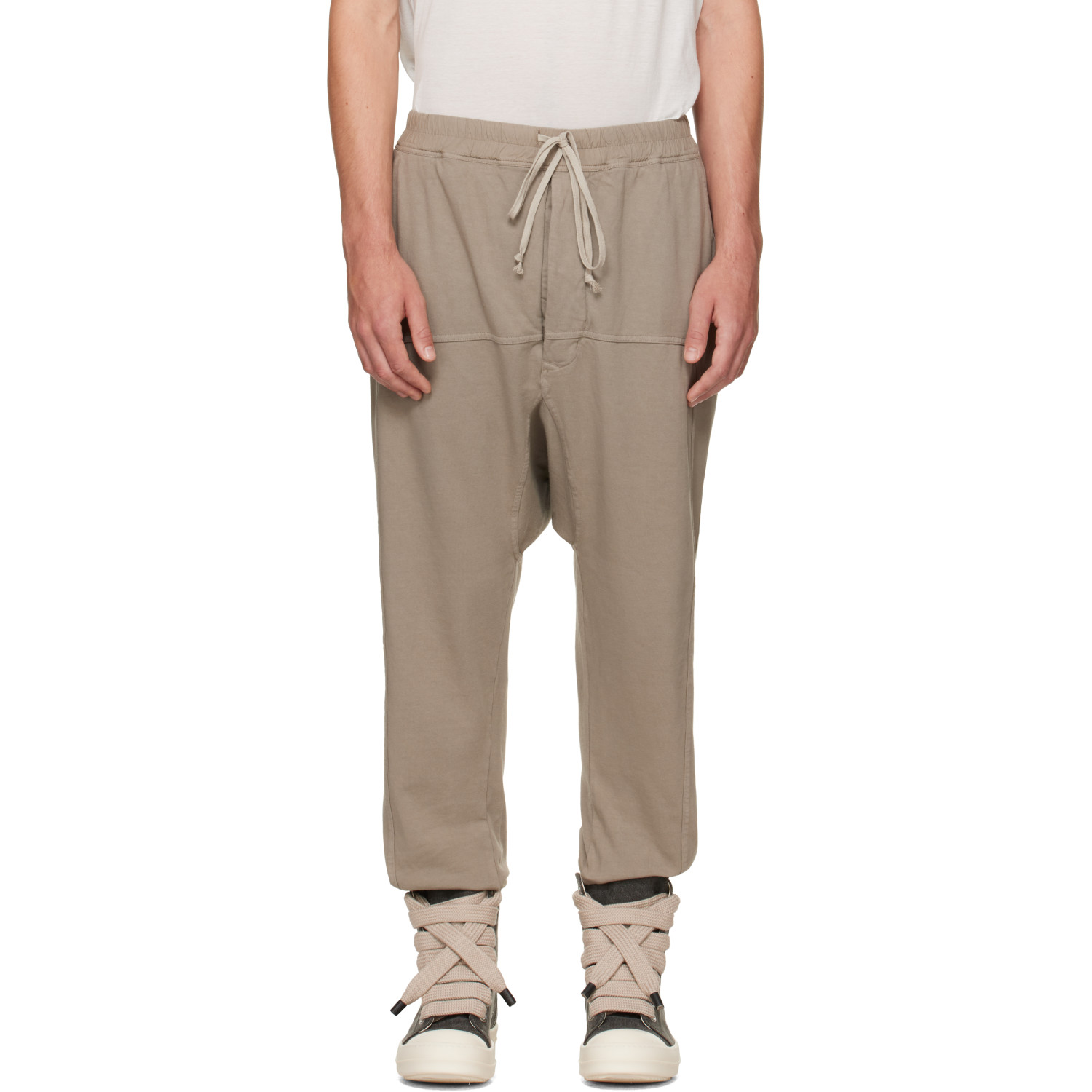 Rick Owens DRKSHDW Beige Tower Prisoner Drawstring Sweatpants