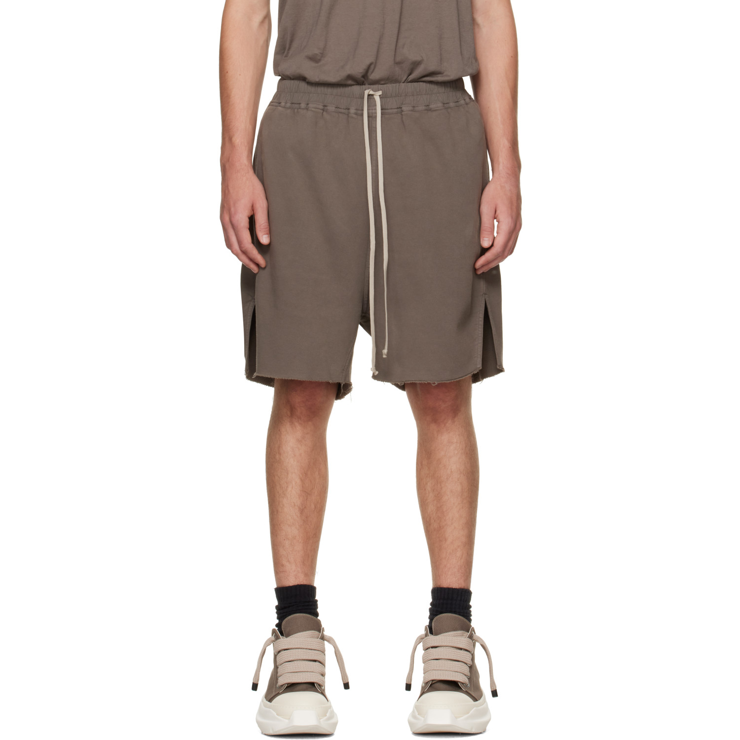 Rick Owens DRKSHDW Taupe Tower Long Boxers Butt Zip Shorts