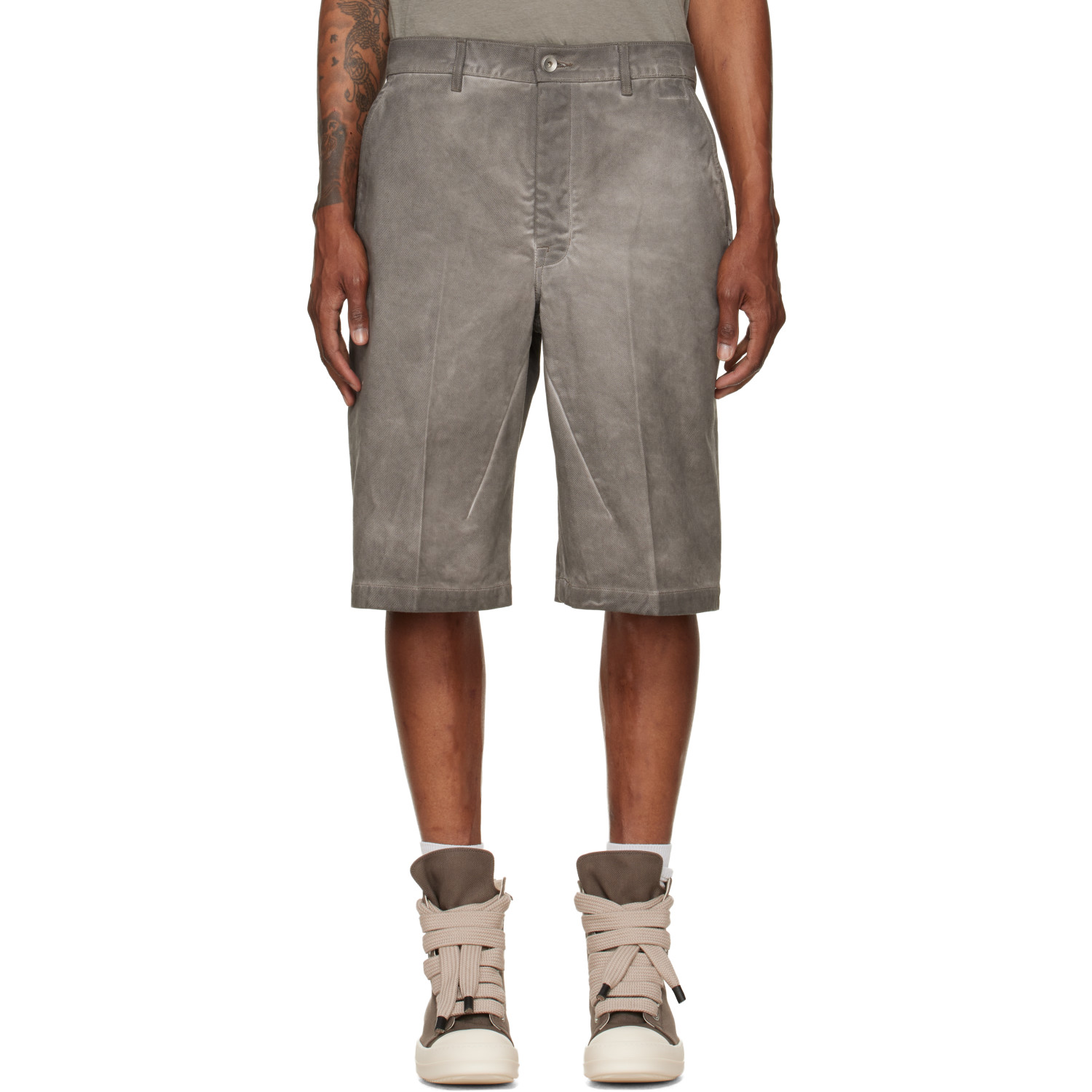 Rick Owens DRKSHDW Gray Tower Work Denim Shorts