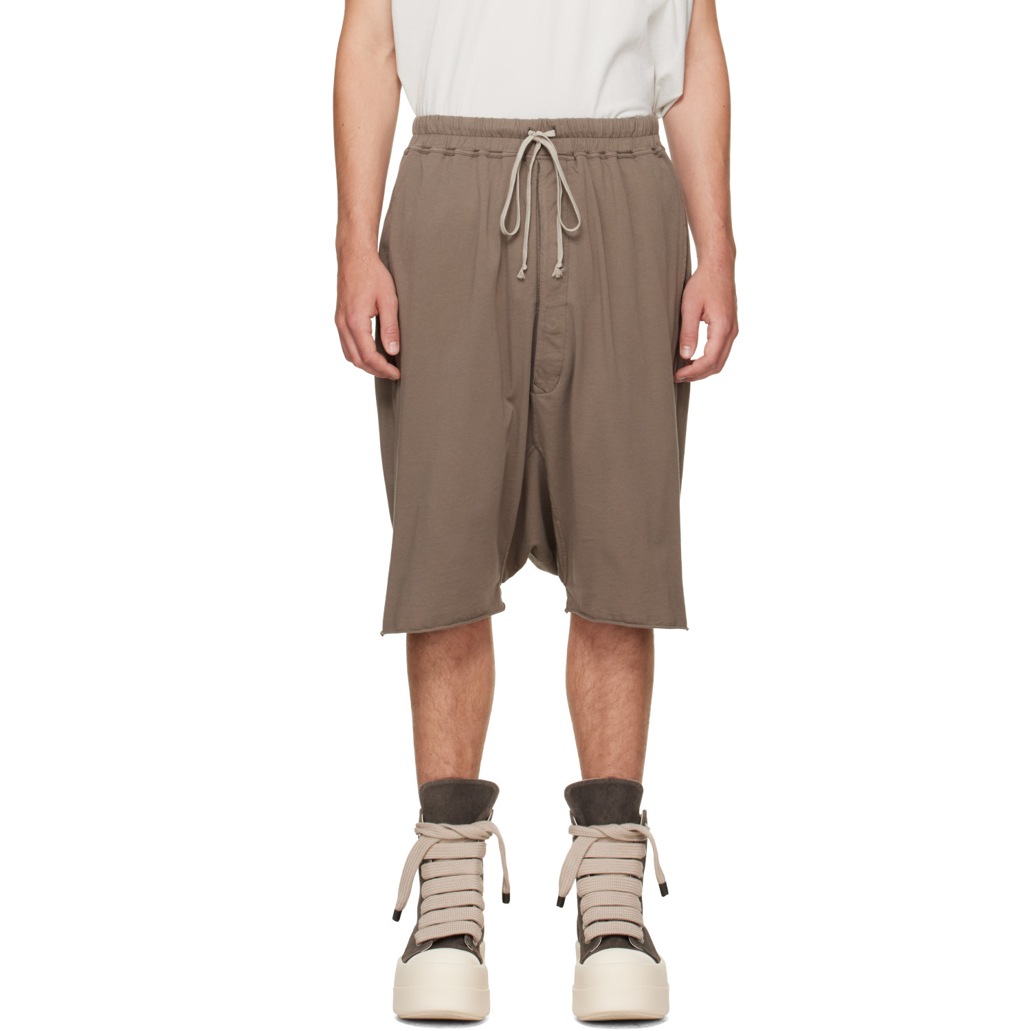Rick Owens DRKSHDW Taupe Tower Drawstring Pods Shorts