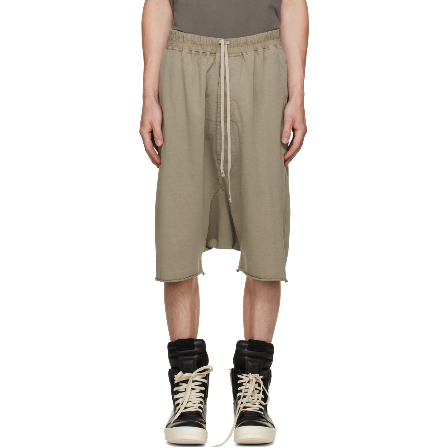 Rick Owens DRKSHDW Taupe Tower Drawstring Pods Shorts