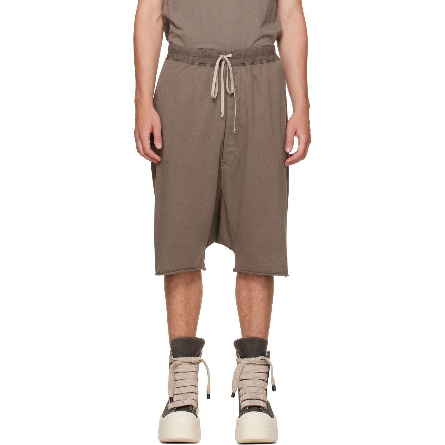 Rick Owens DRKSHDW Taupe Tower Drawstring Pods Shorts