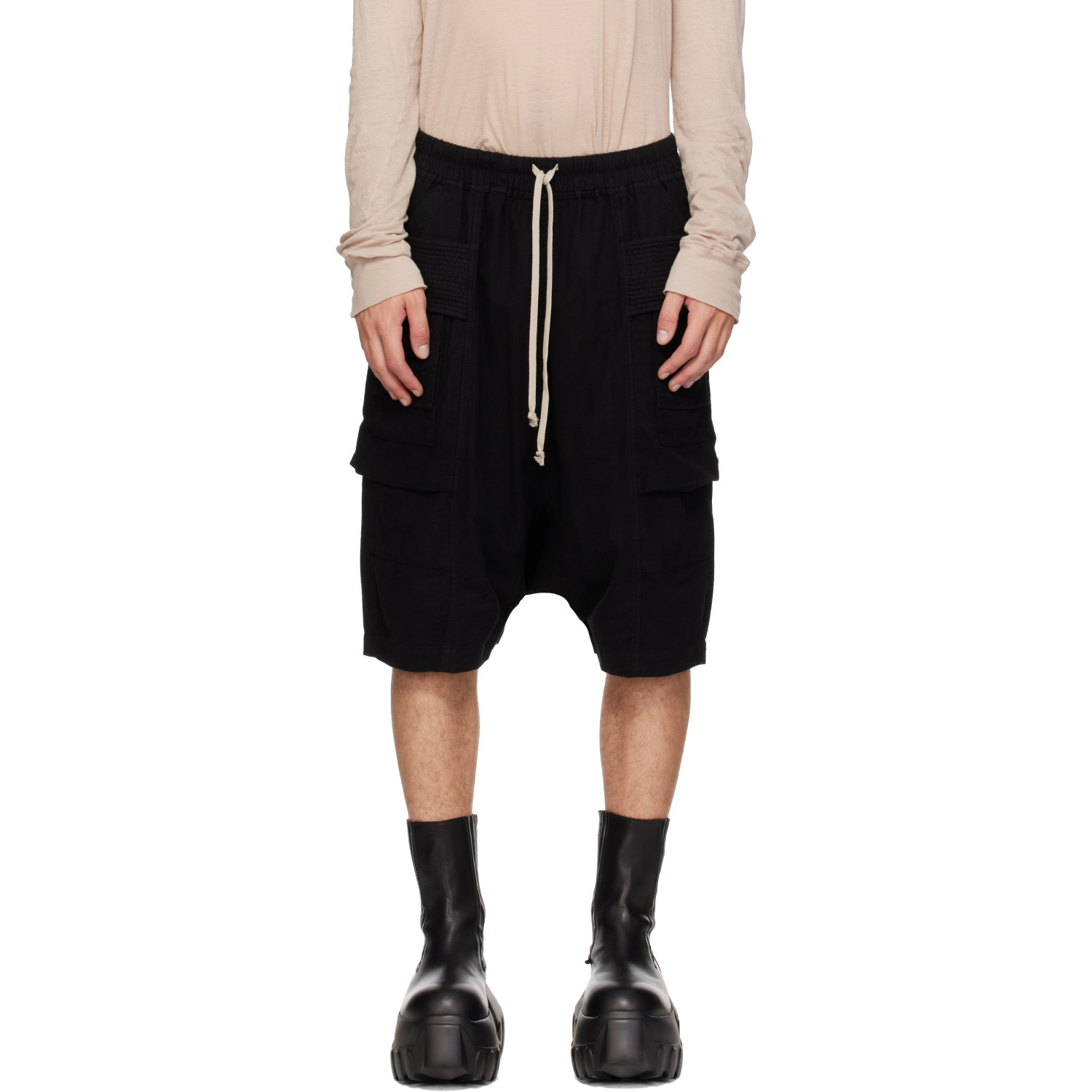 Rick Owens DRKSHDW Black Tower Creatch Cargo Pods Shorts