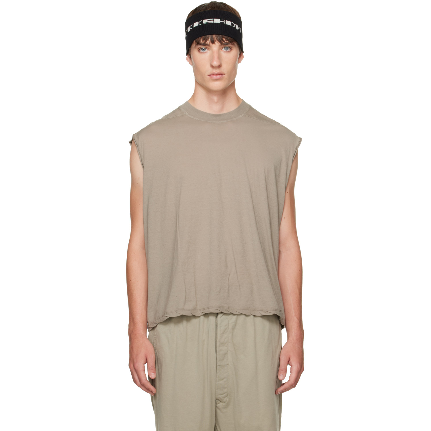 Rick Owens DRKSHDW Beige Tower Cropped Tarp T-shirt