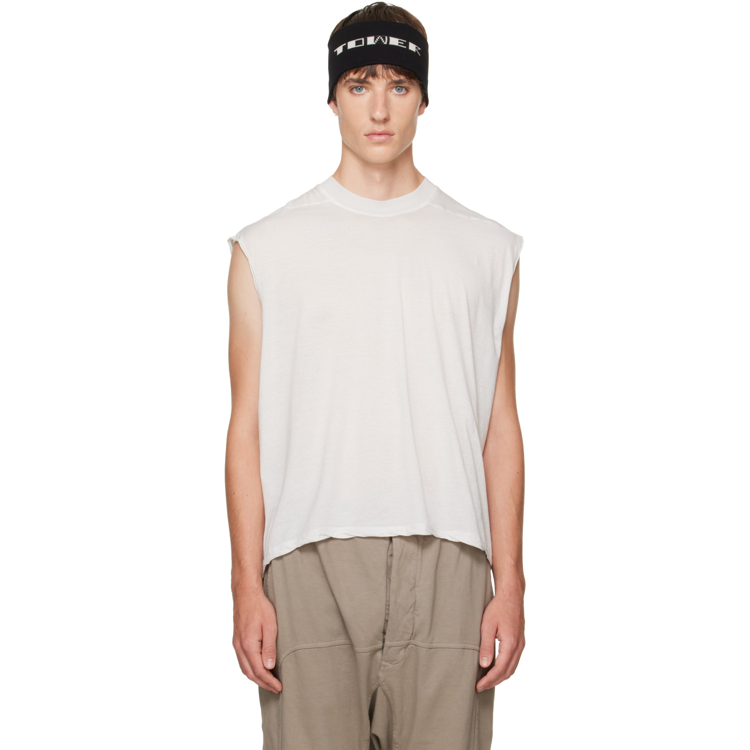 Rick Owens DRKSHDW Off-White Tower Cropped Tarp T-shirt