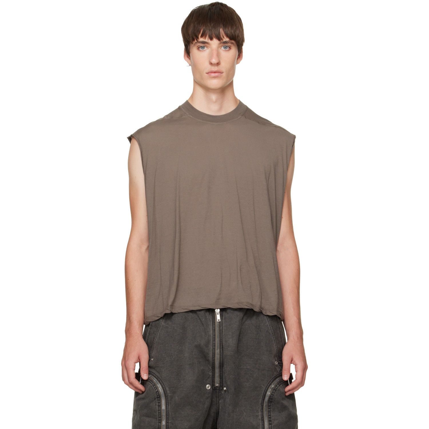 Rick Owens DRKSHDW Taupe Tower Cropped Tarp T-shirt