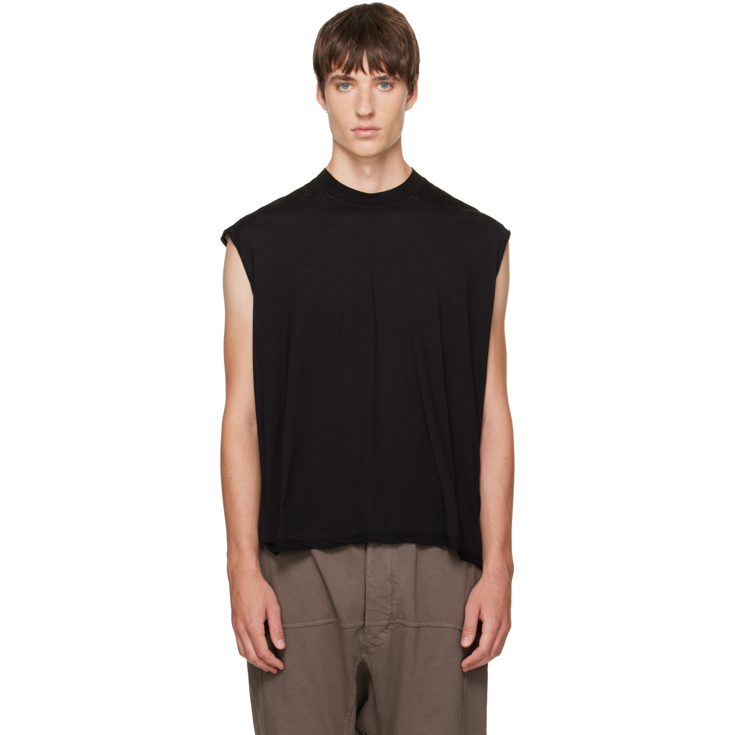 Rick Owens DRKSHDW Black Tower Cropped Tarp T-shirt