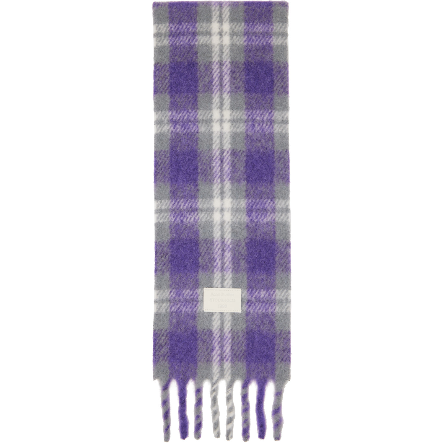 Acne Studios Purple Fringed Alpaca-Wool Scarf