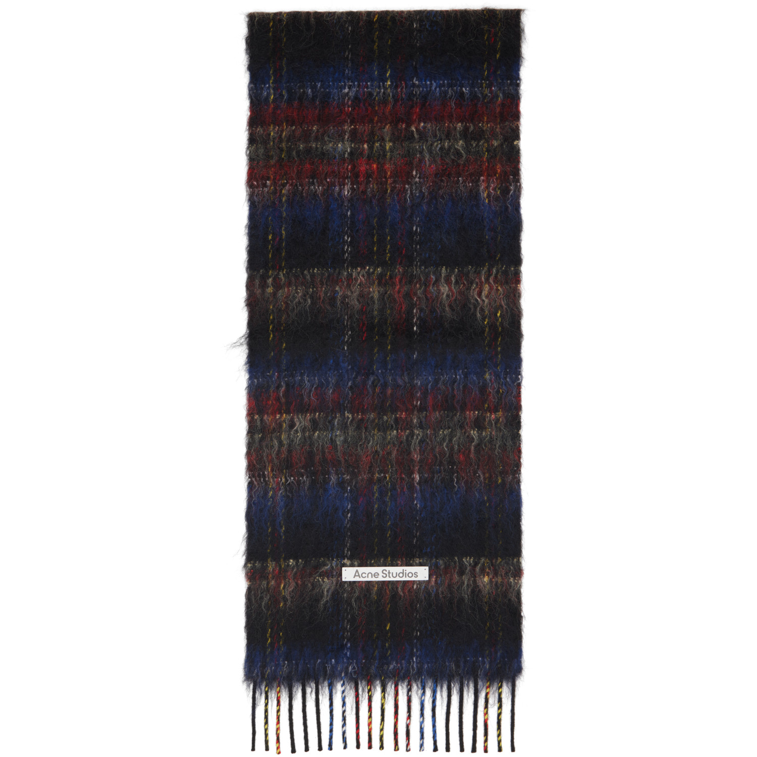 Acne Studios Black Check Fringed Scarf