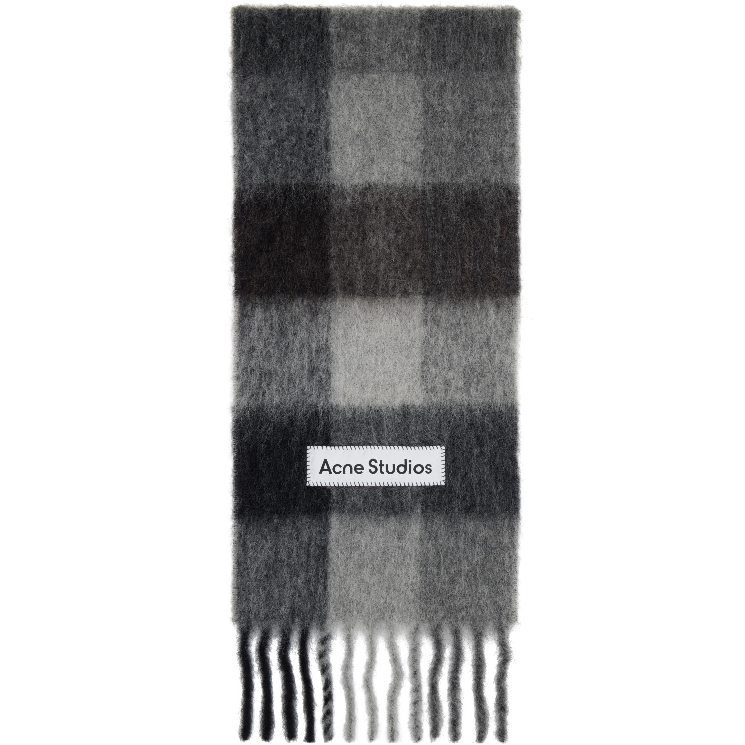 Acne Studios Gray & Black Check Wool Scarf