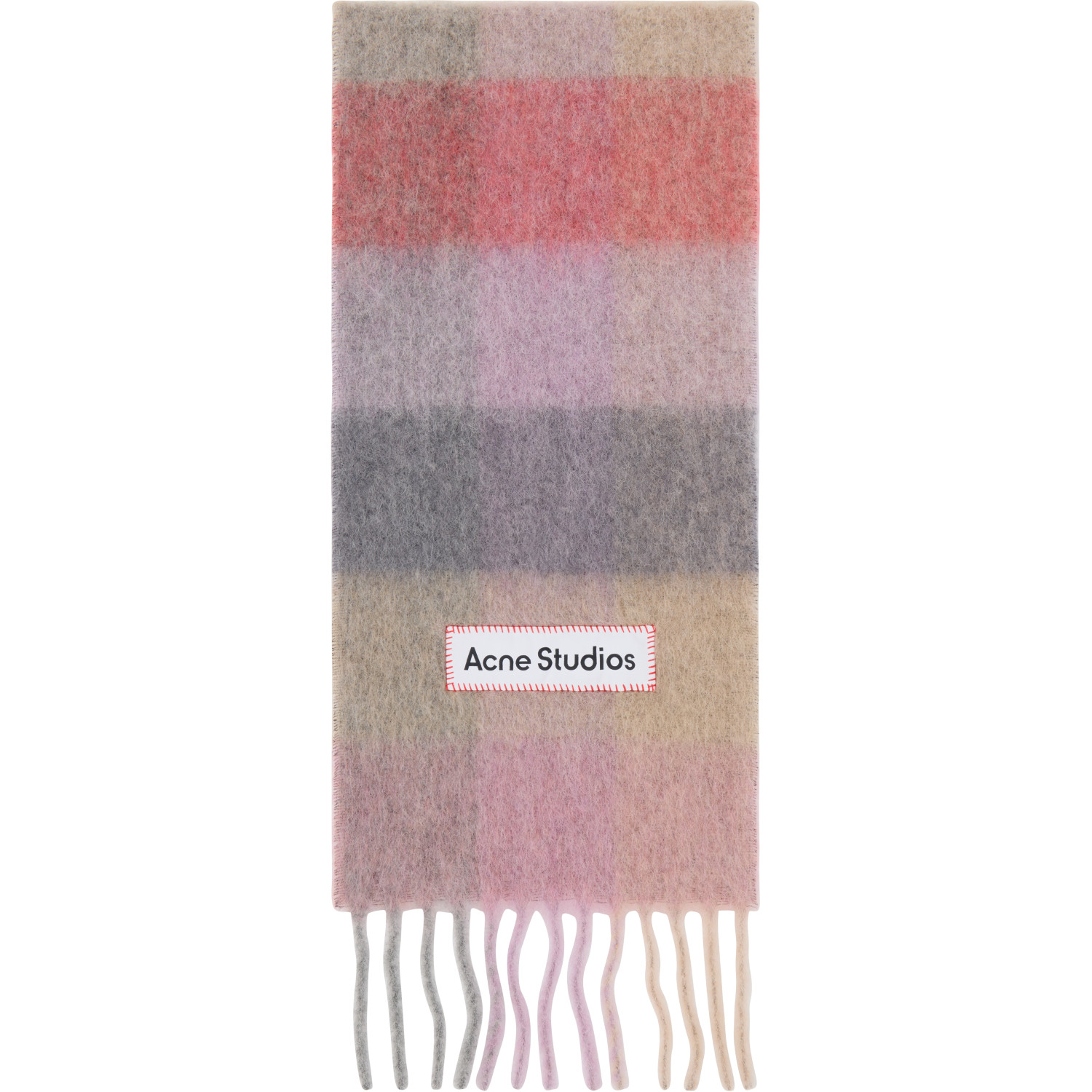 Acne Studios Pink & Grey Check Wool Scarf