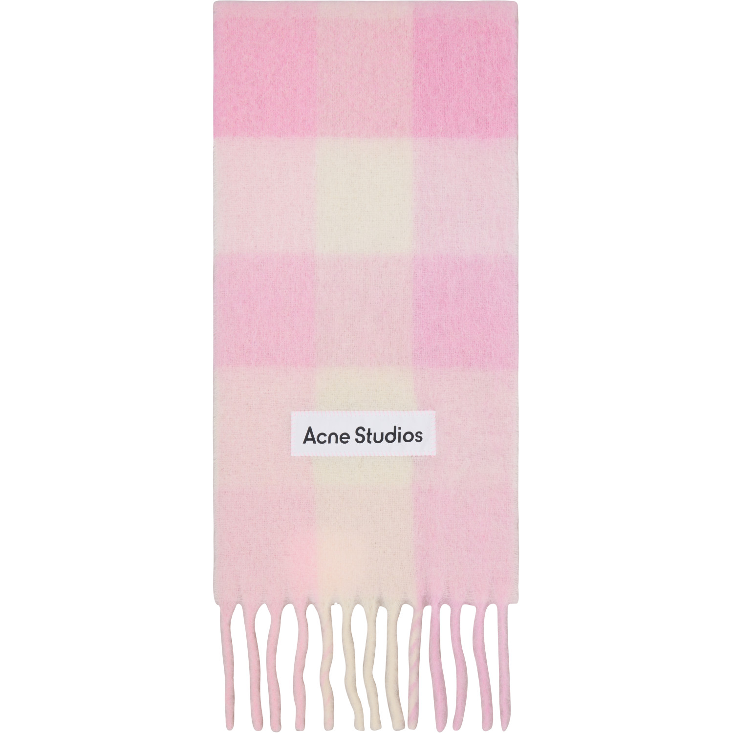 Acne Studios Pink & Beige Check Wool Scarf