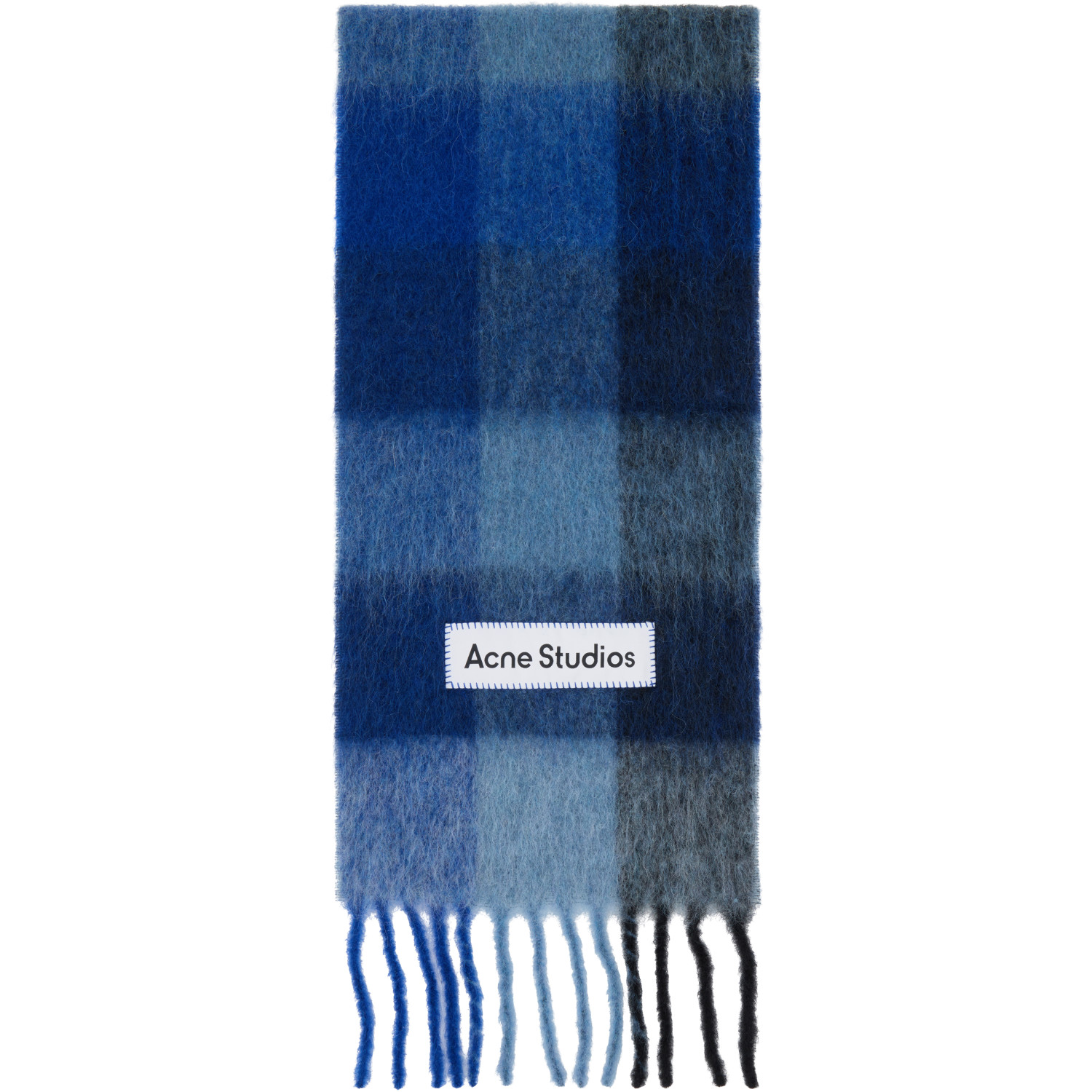 Acne Studios Blue Check Wool Scarf