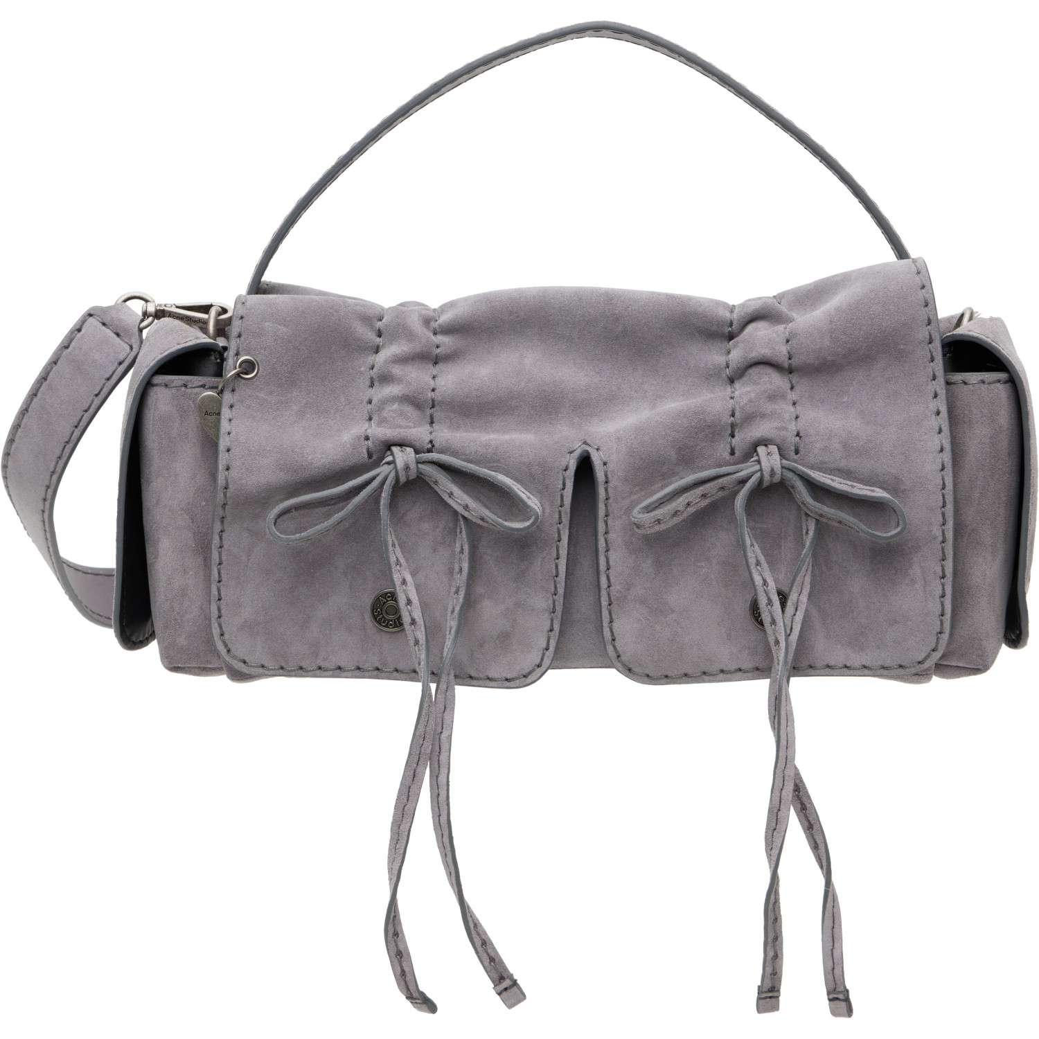 Acne Studios Gray Multipocket Suede Shoulder Bag
