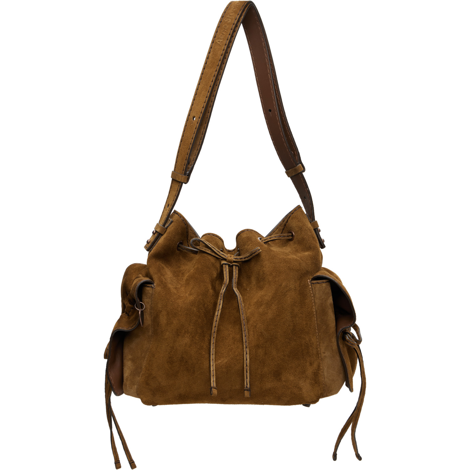 Acne Studios Tan Multipocket Suede Bucket Bag