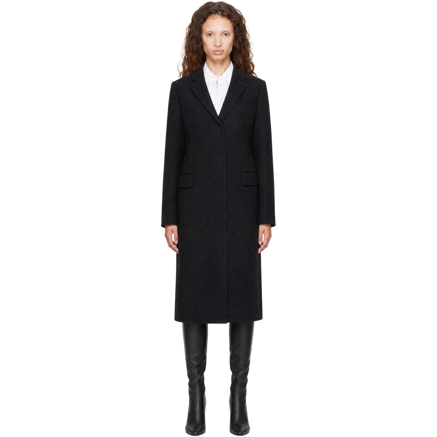 Acne Studios Black Double-Breasted Wool Coat