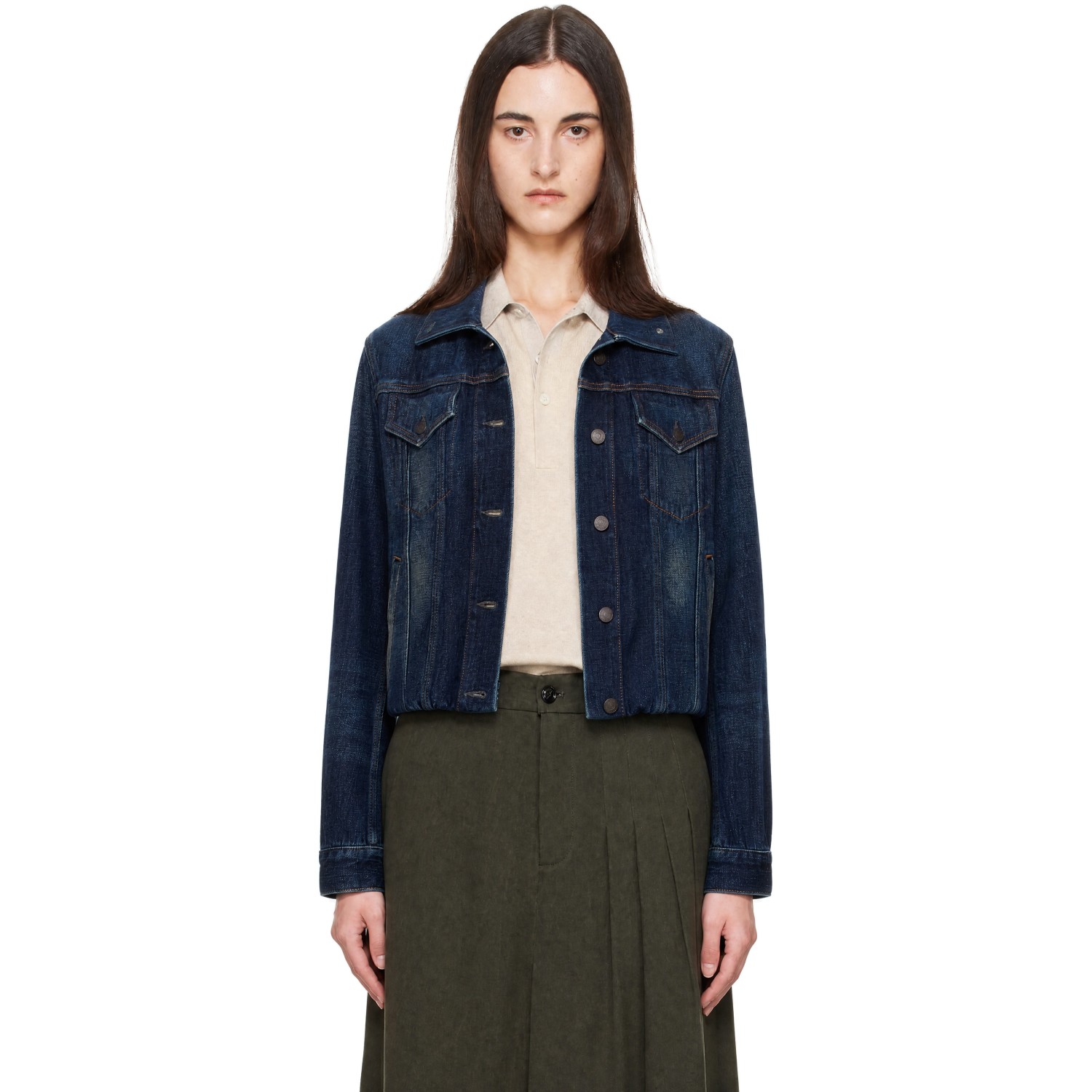 Acne Studios Blue Cropped Denim Jacket