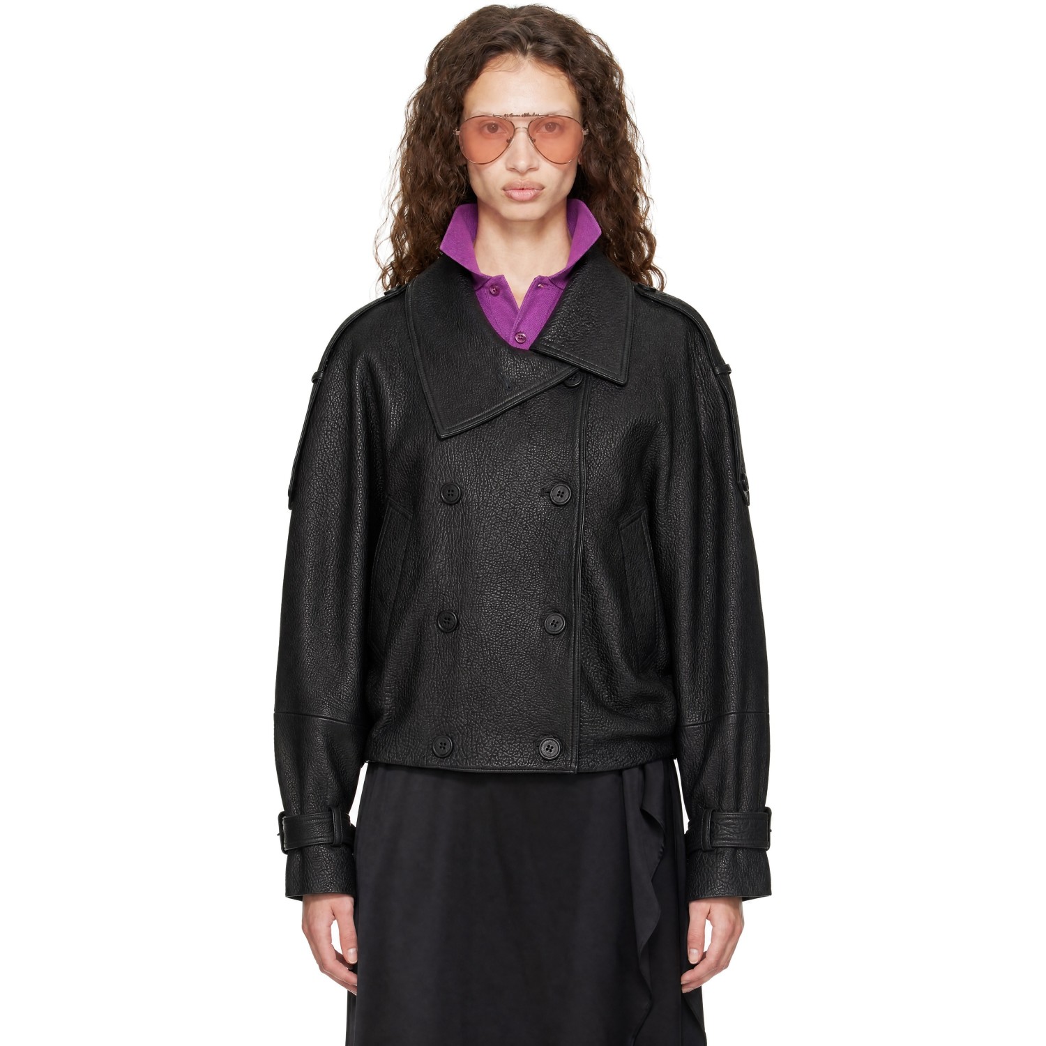 Acne Studios Black Cropped Leather Jacket