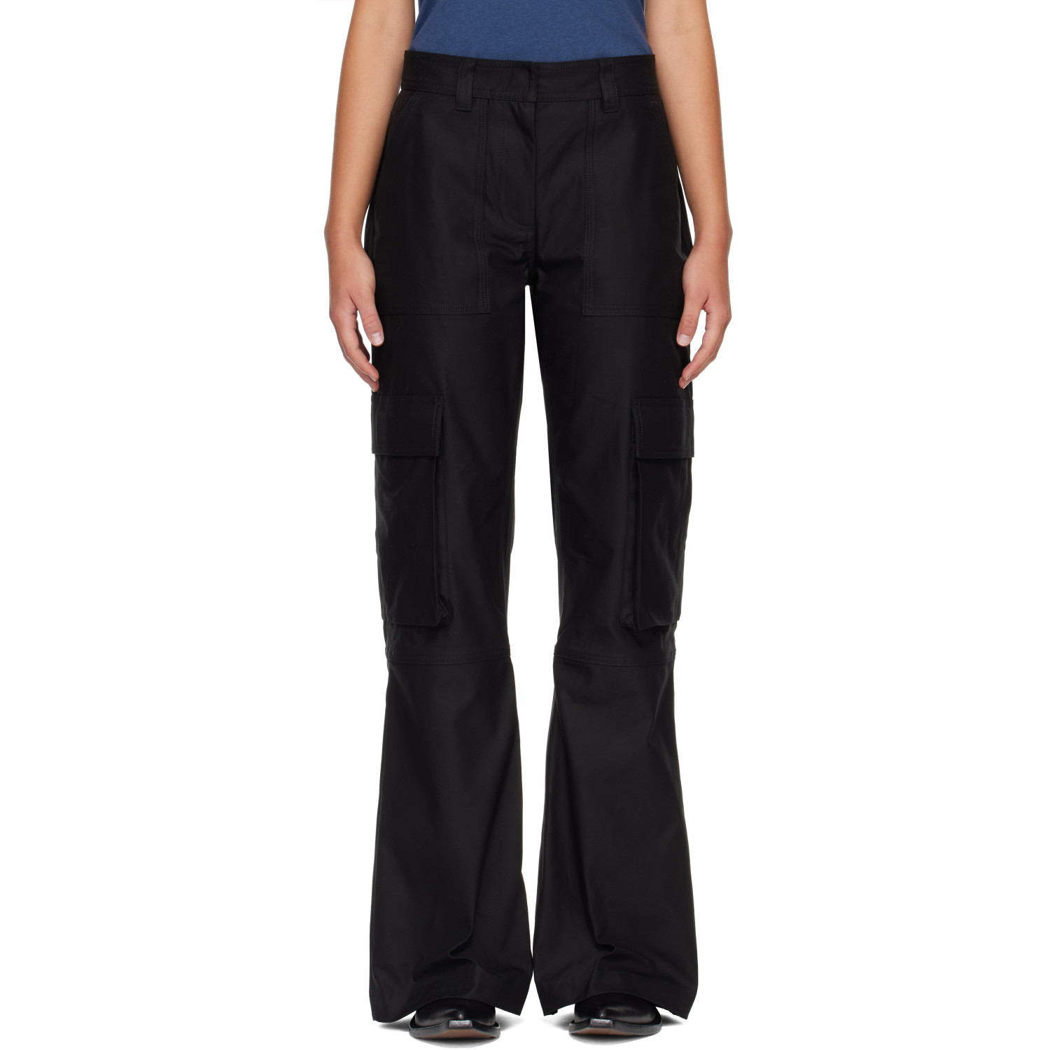 Acne Studios Black Cotton Satin Cargo Trousers