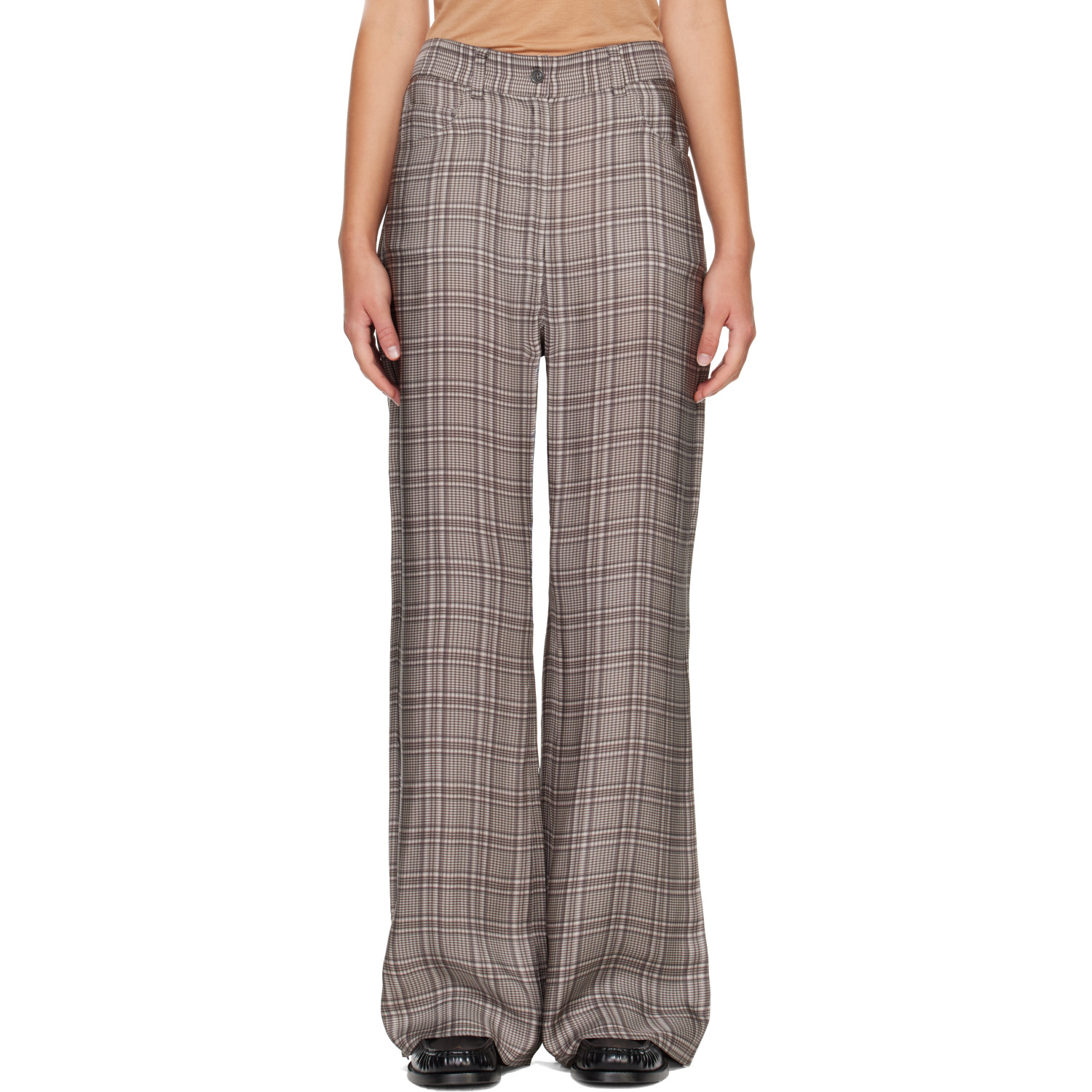 Acne Studios Gray Printed Check Trousers