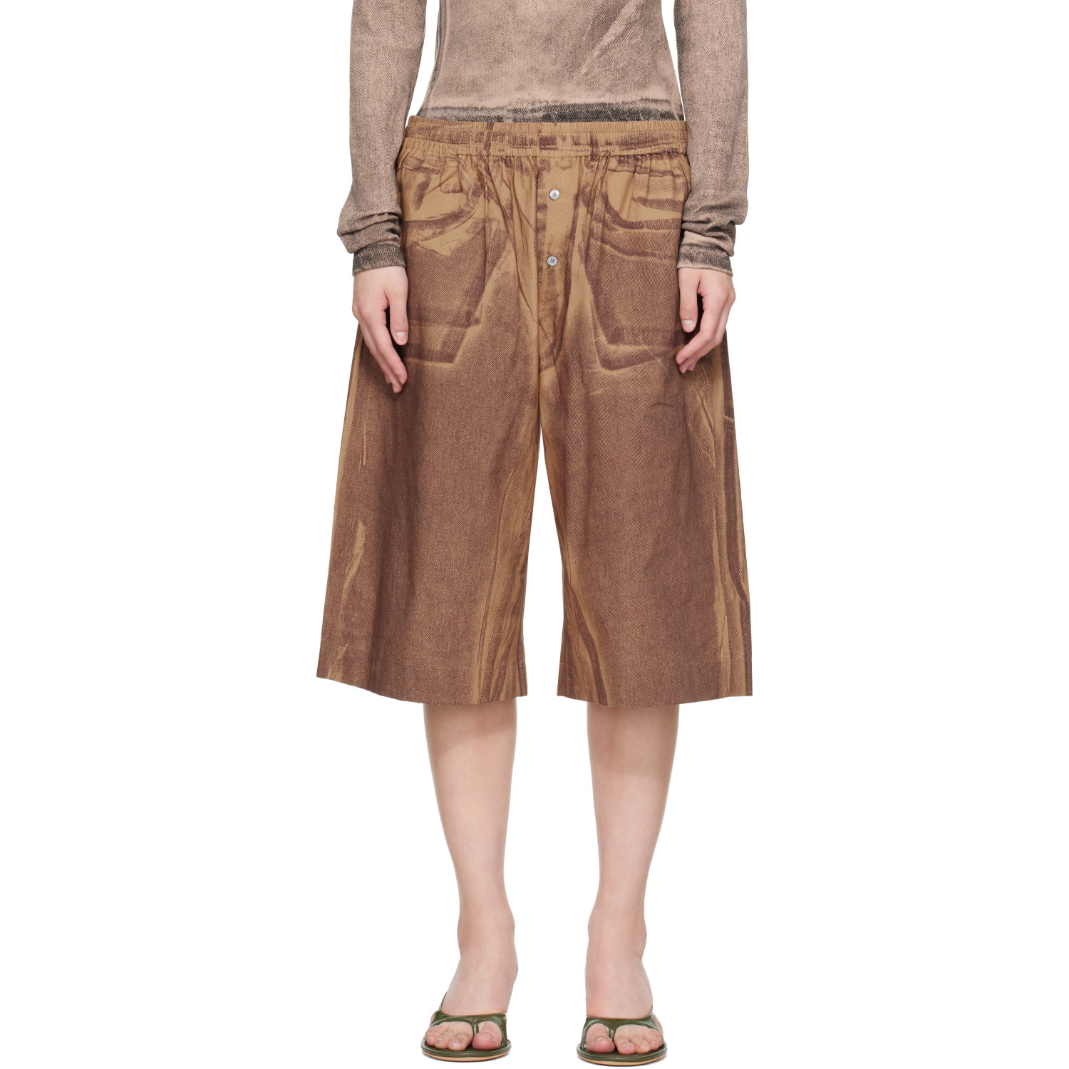 Acne Studios Tan Printed Shorts
