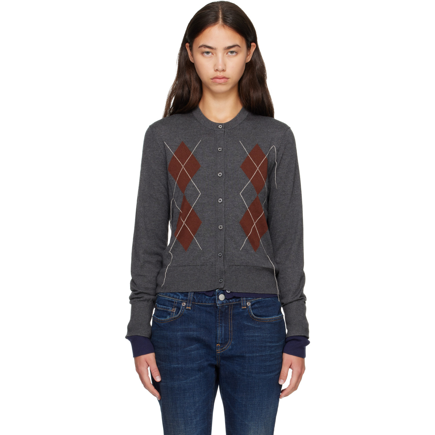 Acne Studios Gray Double-Layered Cardigan
