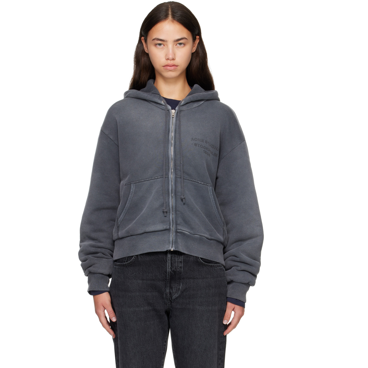 Acne Studios Gray Sprayed Zip Hoodie
