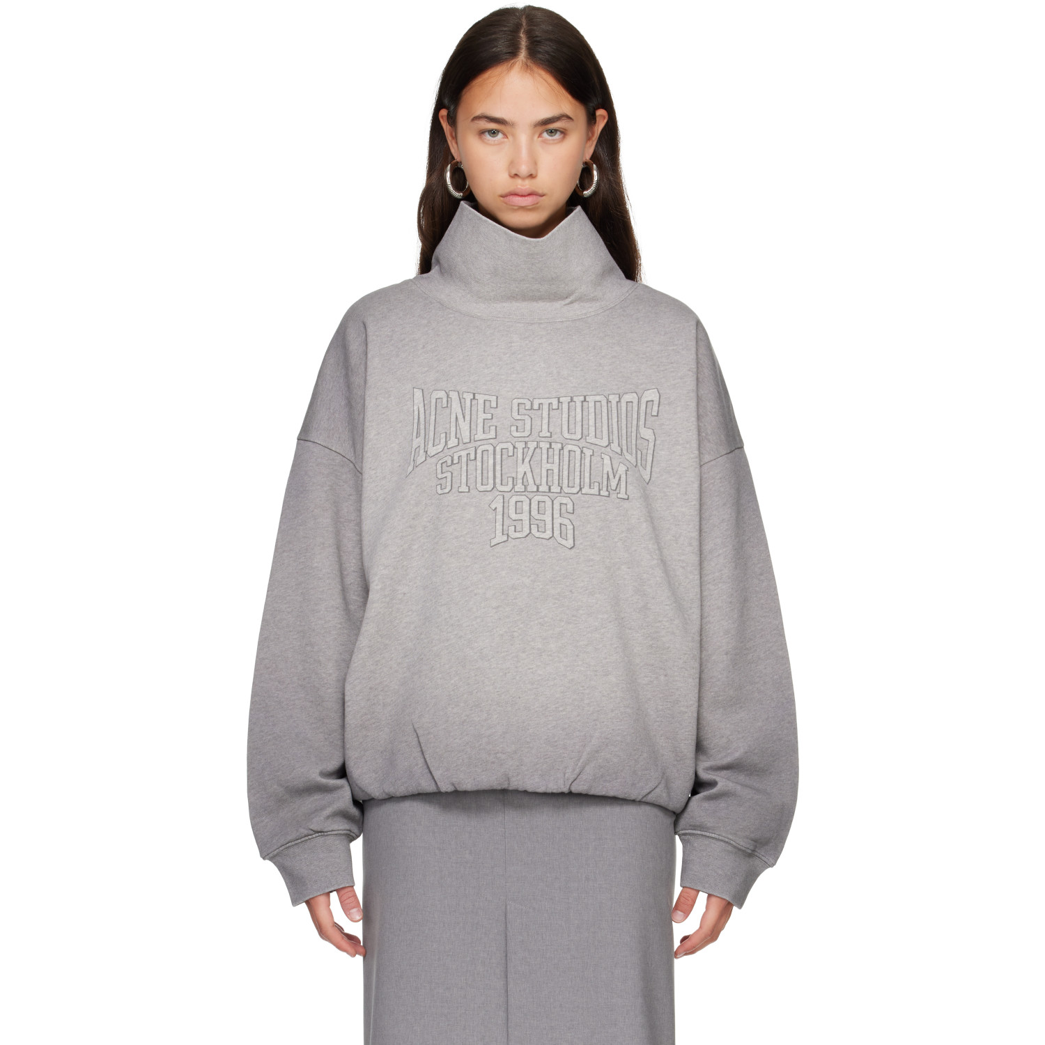 Acne Studios Gray Fleece Logo Sweatshirt
