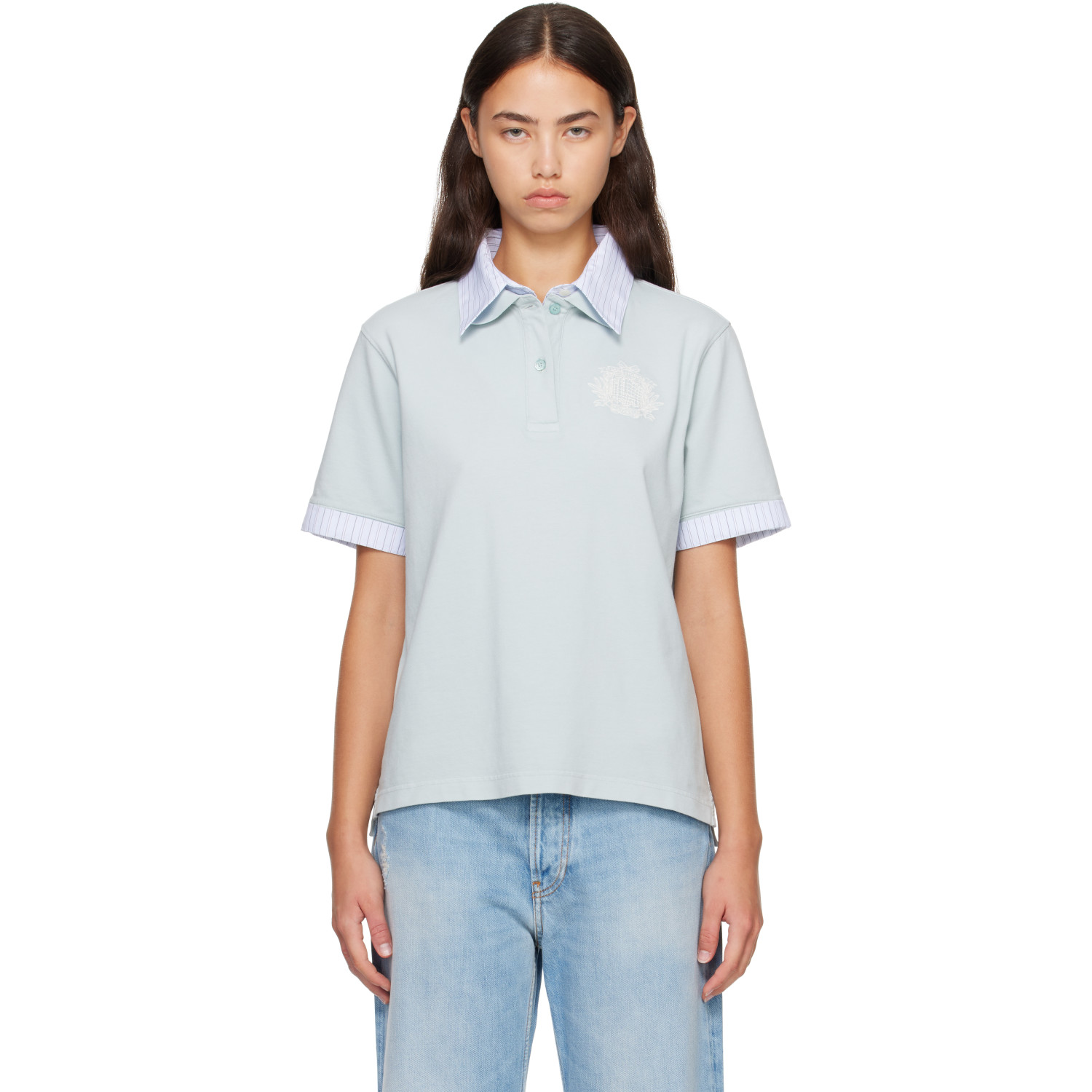 Acne Studios Blue Layered Logo Polo
