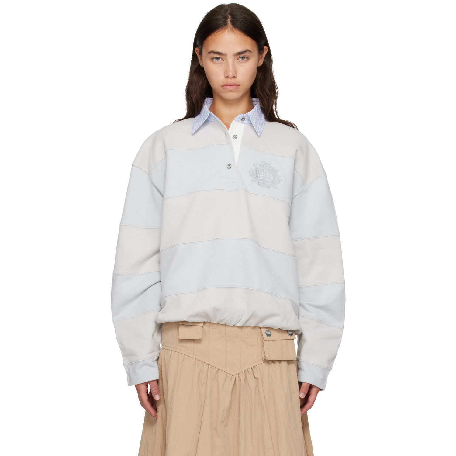 Acne Studios Blue & Gray Striped Polo
