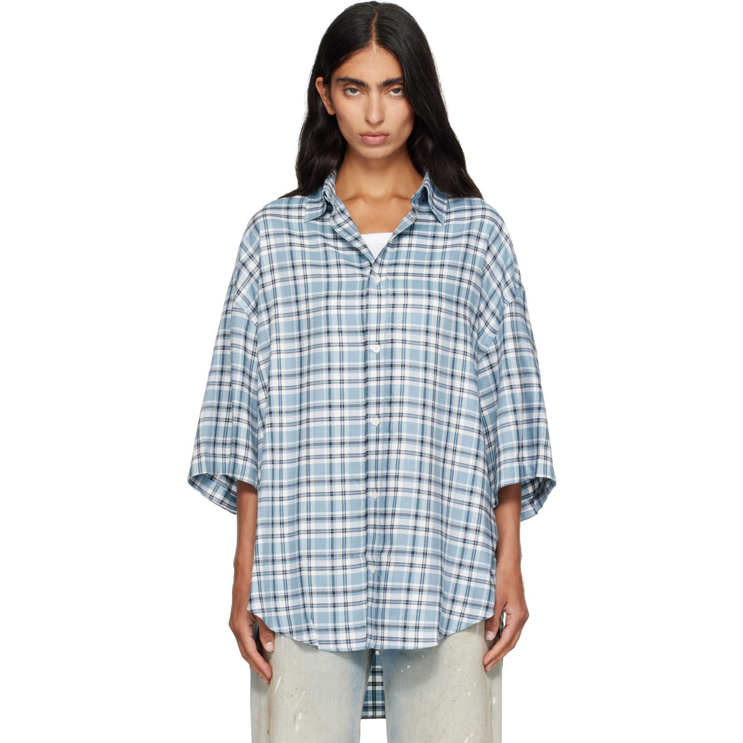 Acne Studios Blue Checked Flannel Shirt
