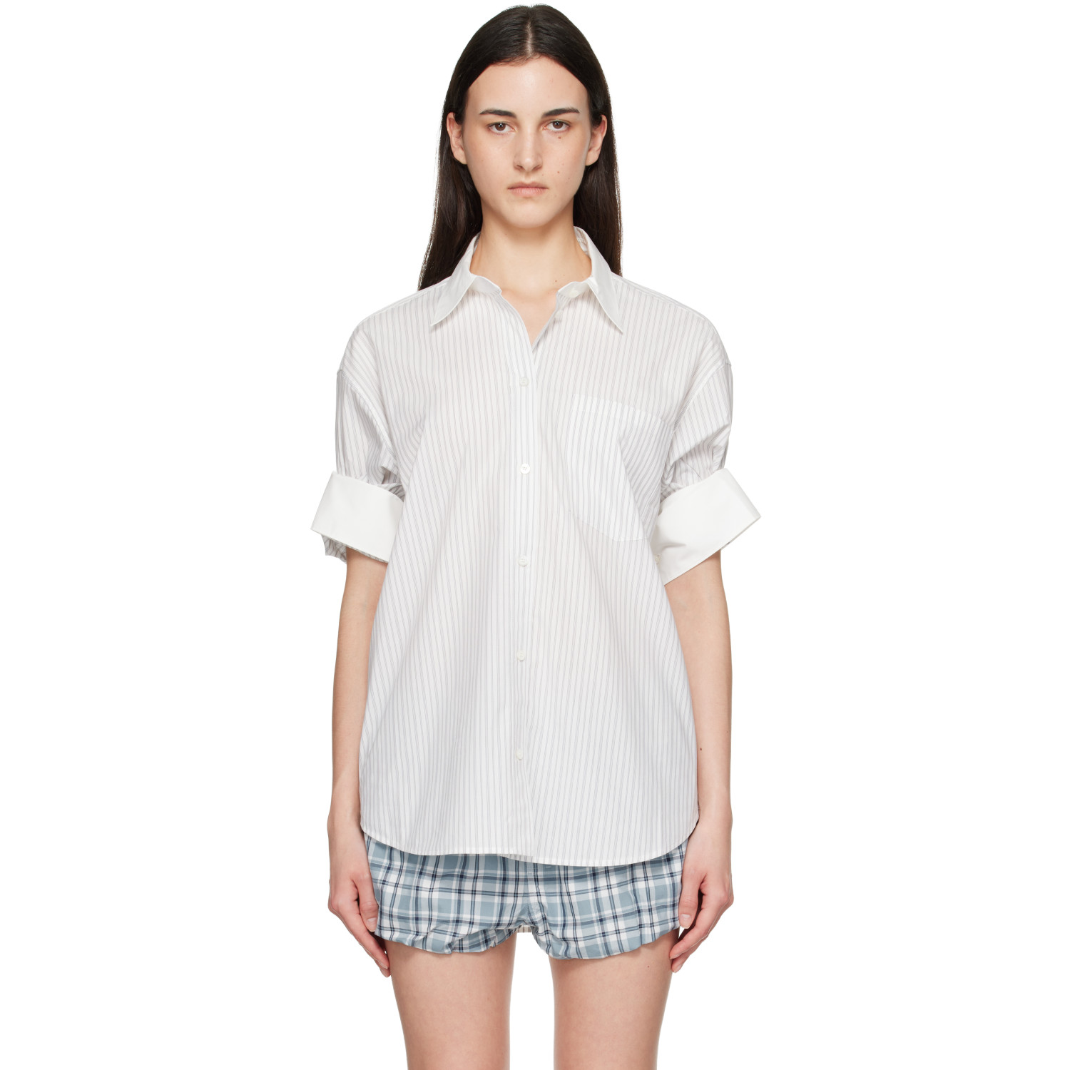 Acne Studios White & Gray Supra Stripe Midsummer Shirt