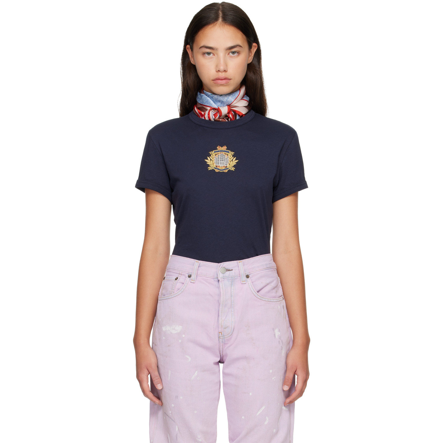 Acne Studios Navy Crest Logo T-shirt
