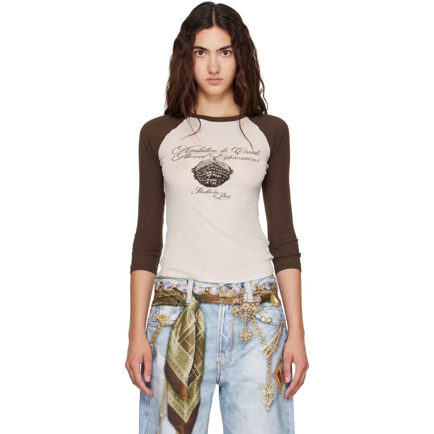 Acne Studios Brown Logo Jersey T-shirt