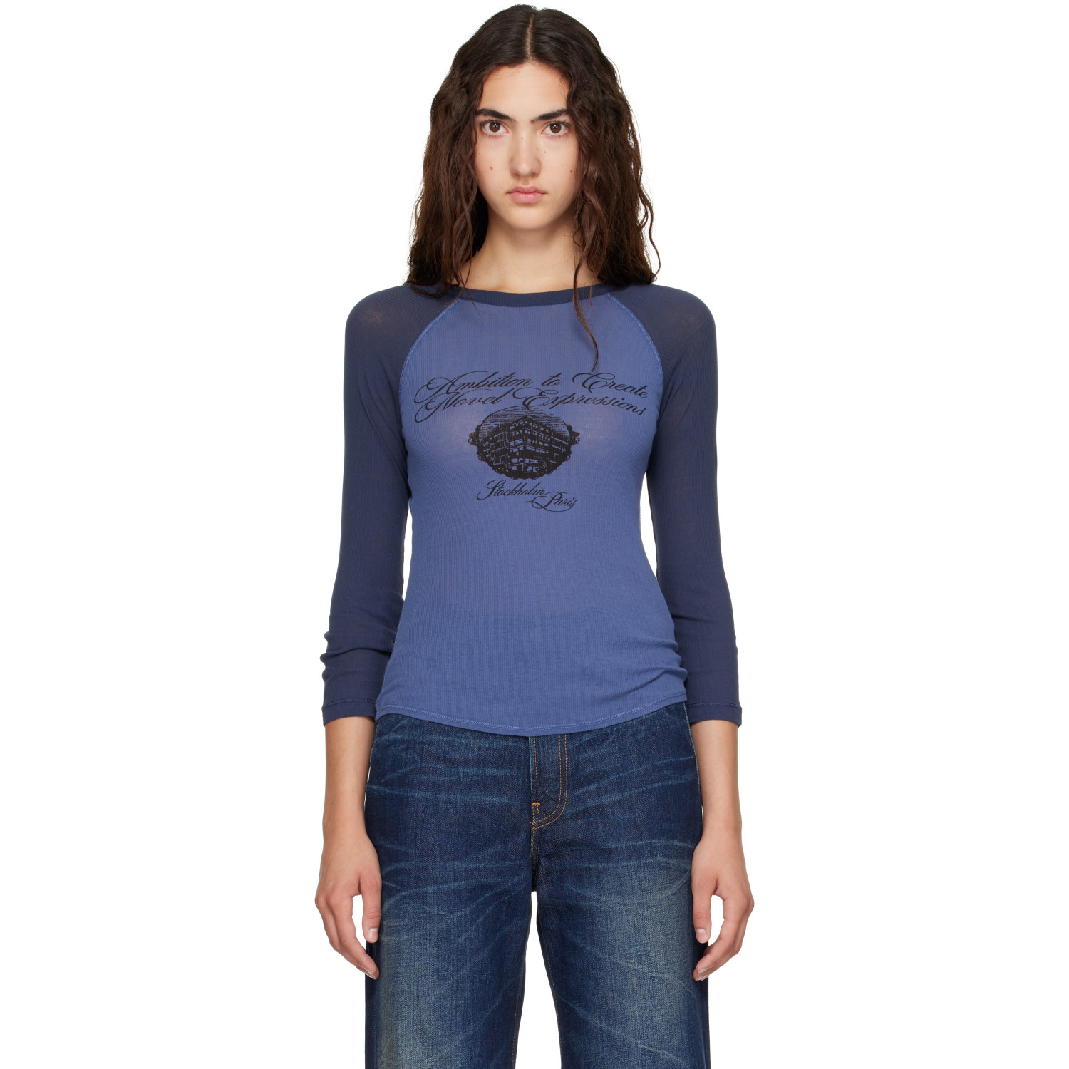 Acne Studios Blue Logo Jersey T-shirt