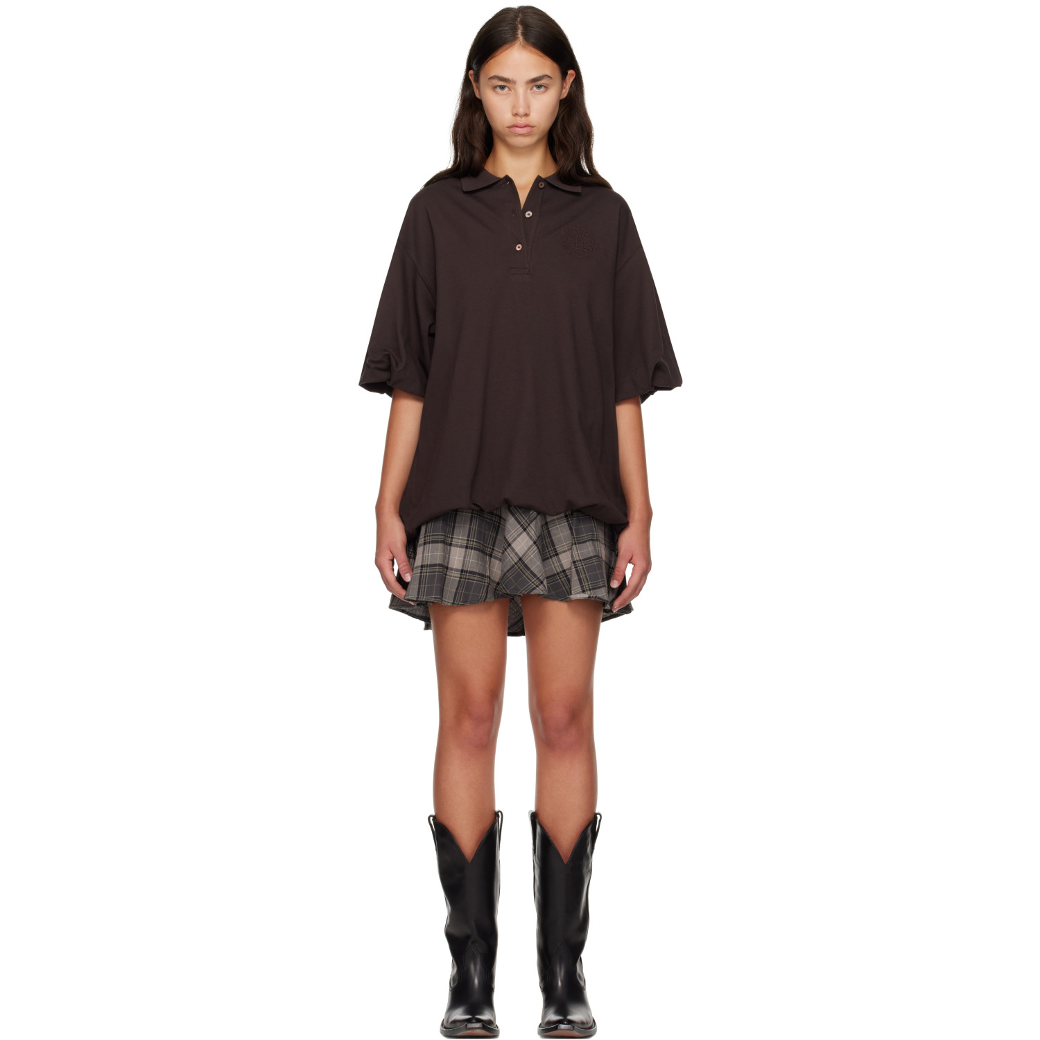 Acne Studios Brown & Green Layered T-shirt Minidress