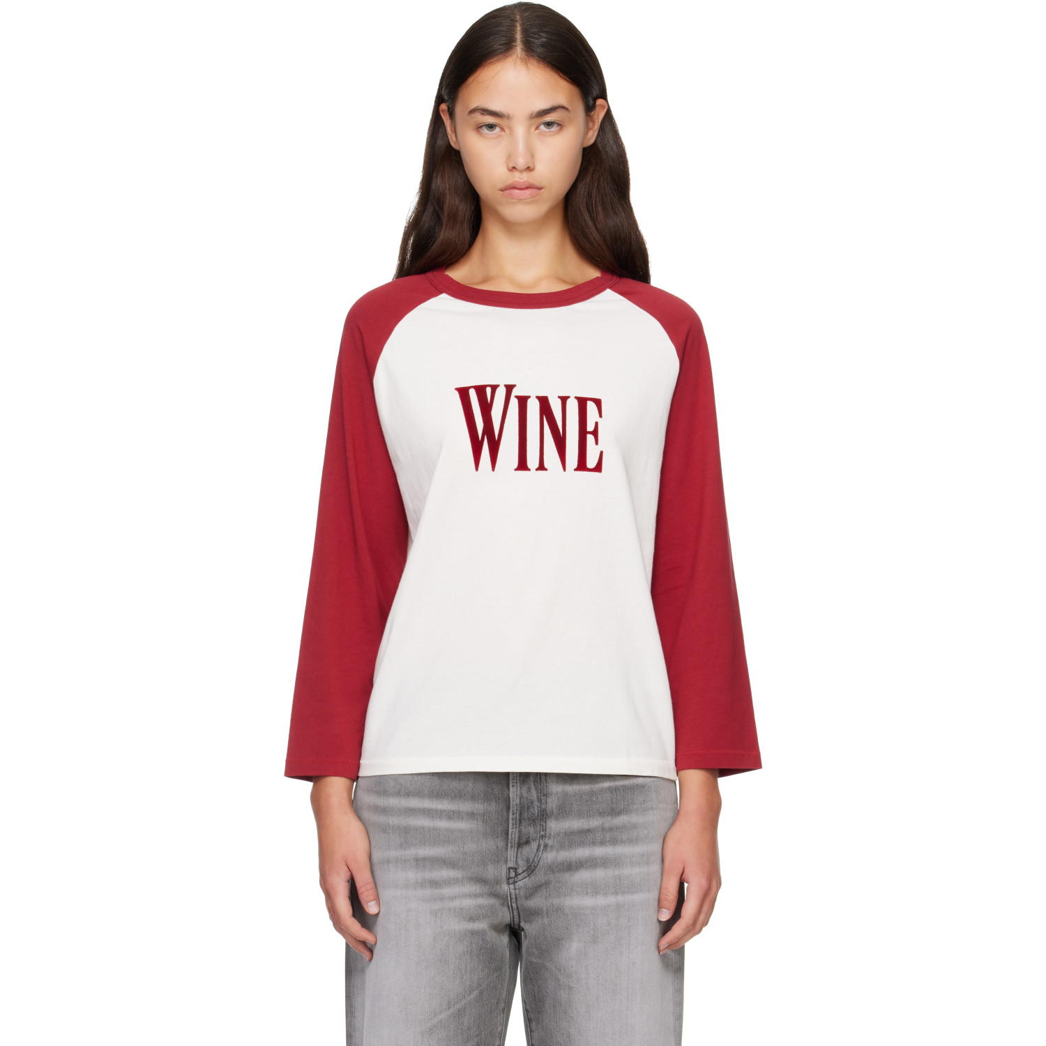 Acne Studios Burgundy & White 'Wine' T-shirt