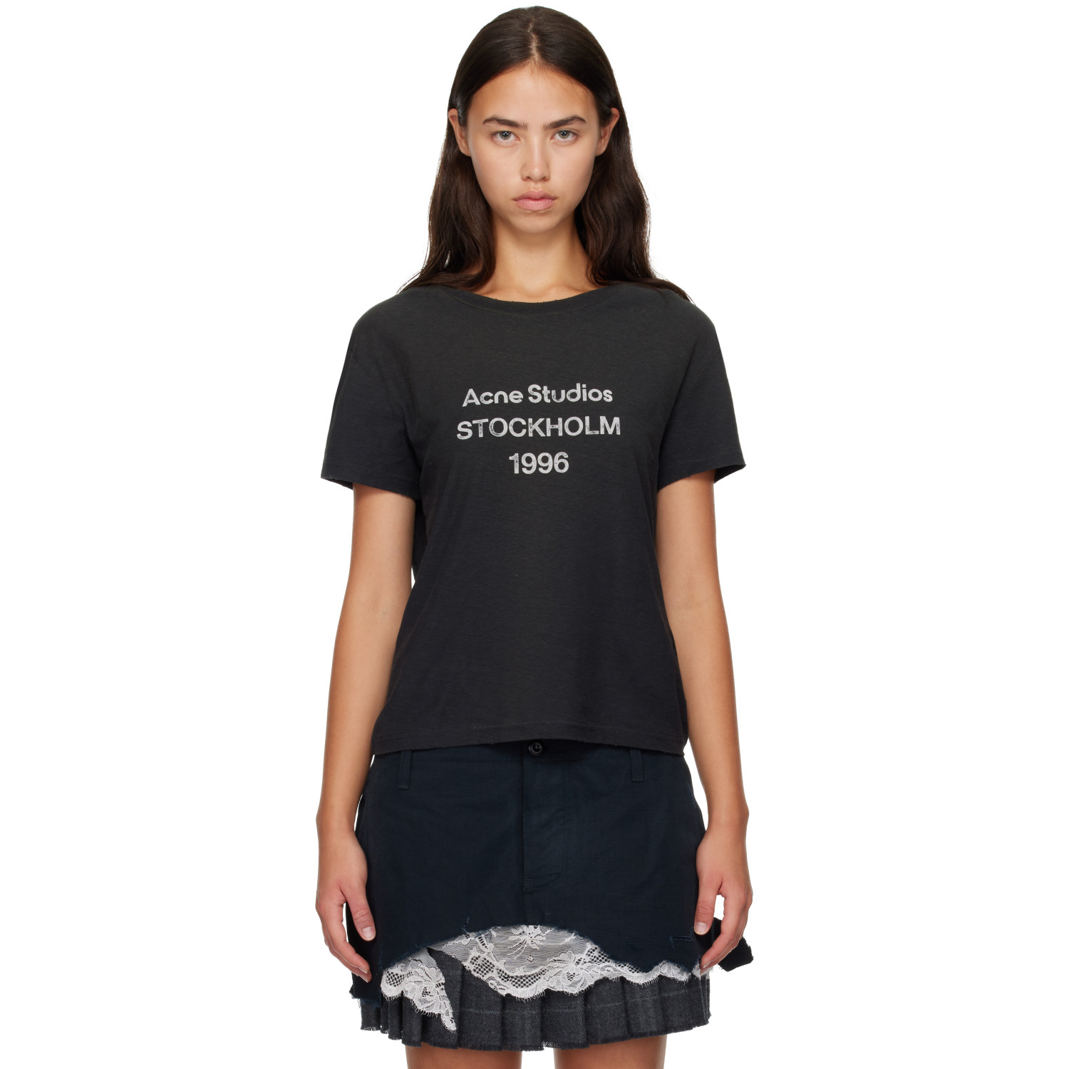 Acne Studios Black Printed Logo T-shirt