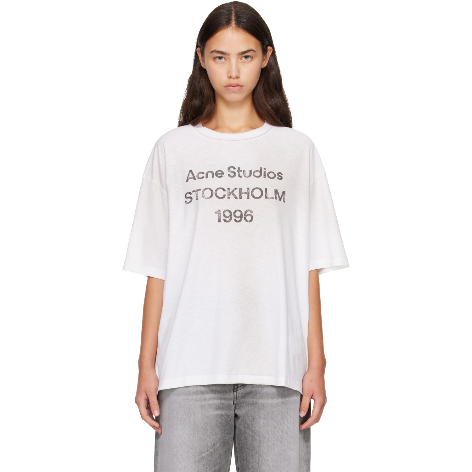 Acne Studios White Sprayed Logo T-shirt