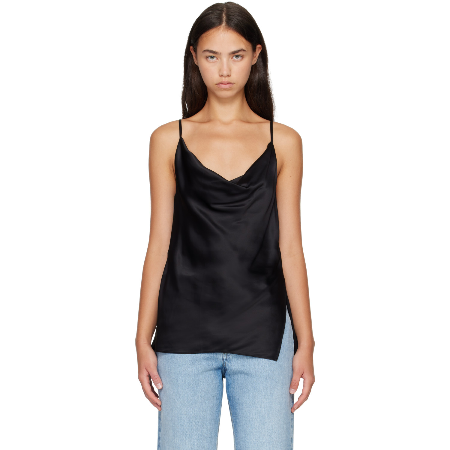 Acne Studios Black Shiny Satin Top